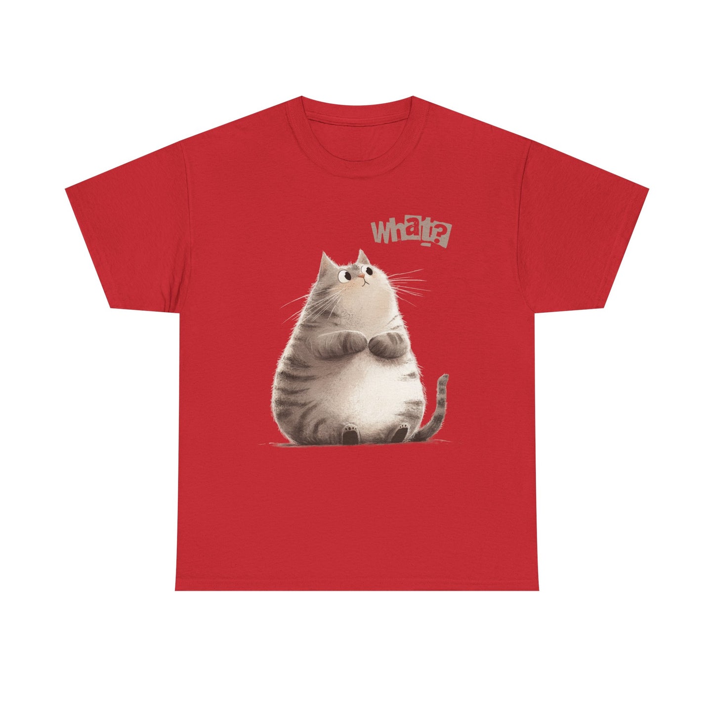 Cat Thinking “What?” - Cute Cat Graphic Design | Unisex Heavy Cotton Tee