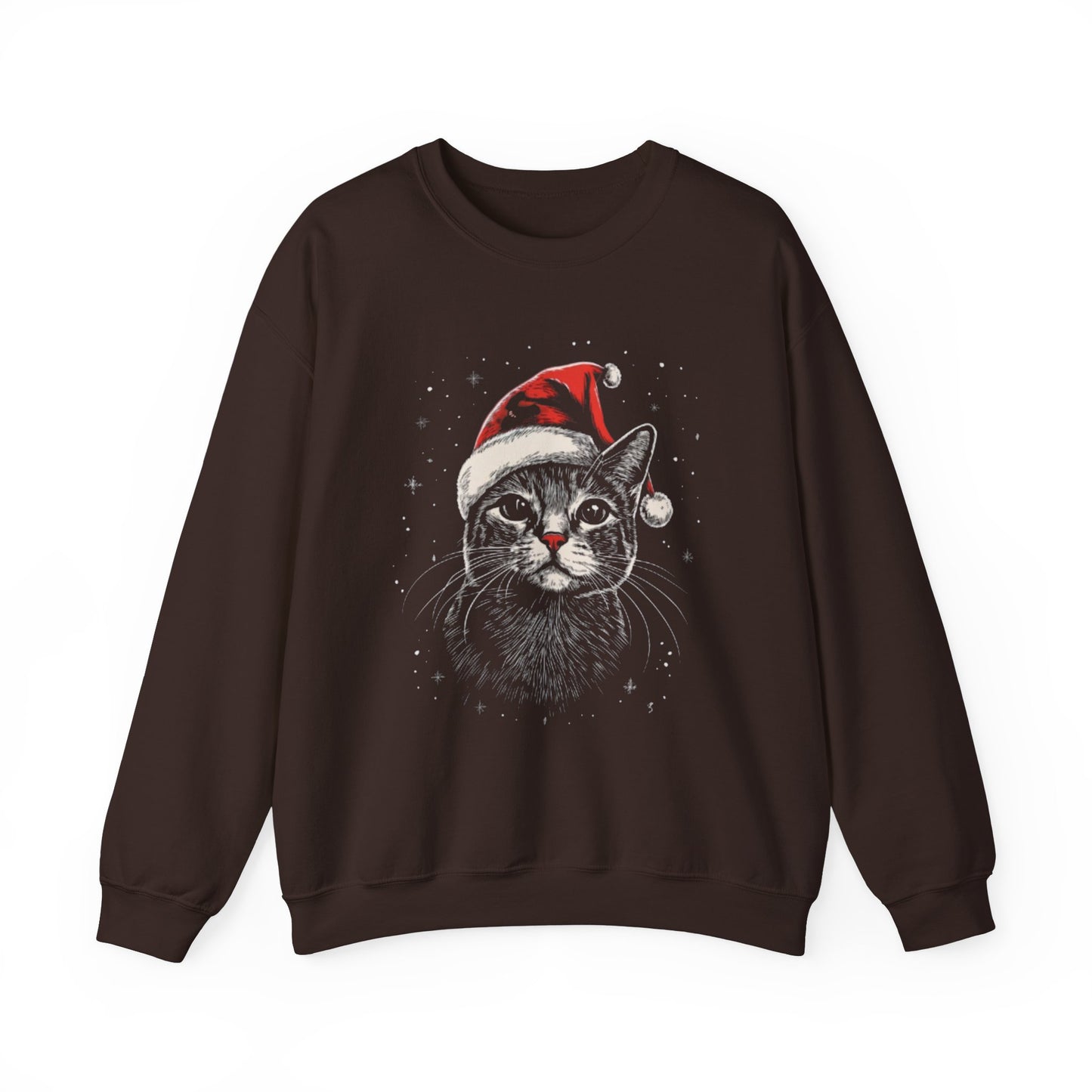 Cute Cat Play Snow Winter Christmas Design | Crewneck Sweatshirt