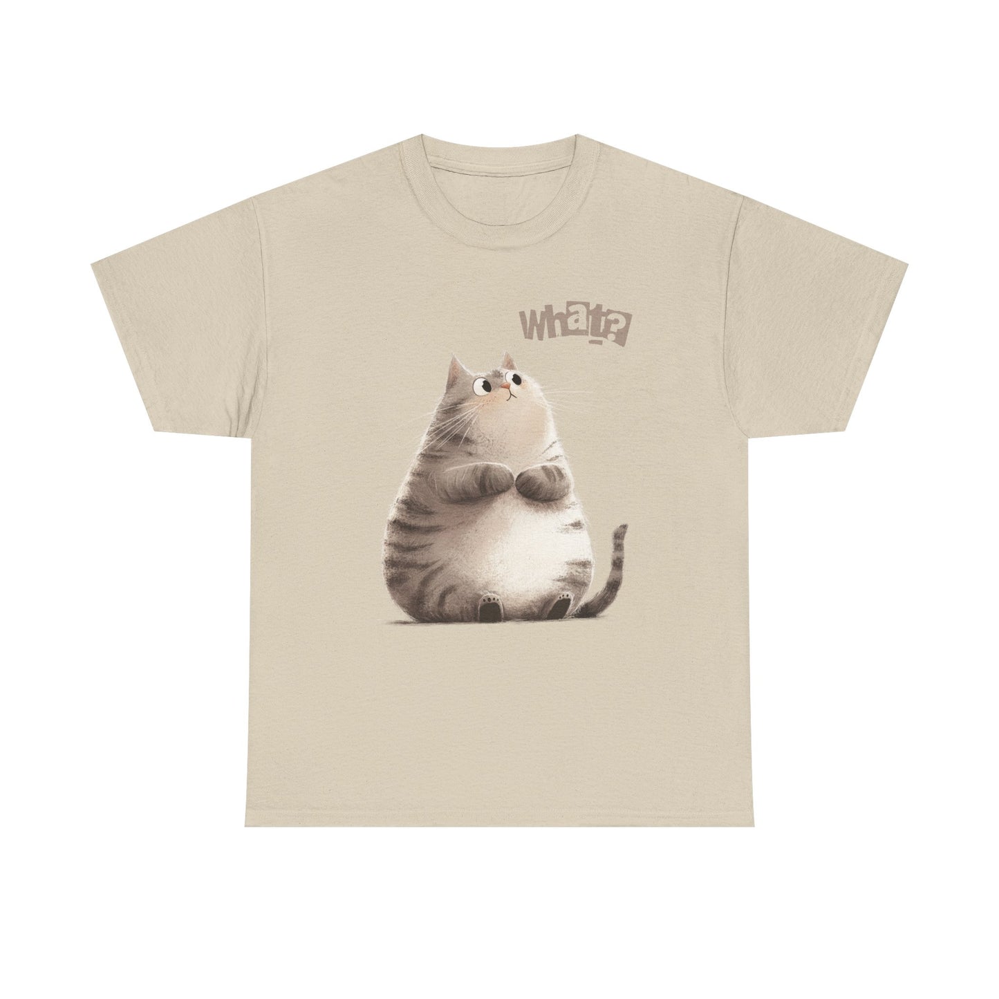 Cat Thinking “What?” - Cute Cat Graphic Design | Unisex Heavy Cotton Tee