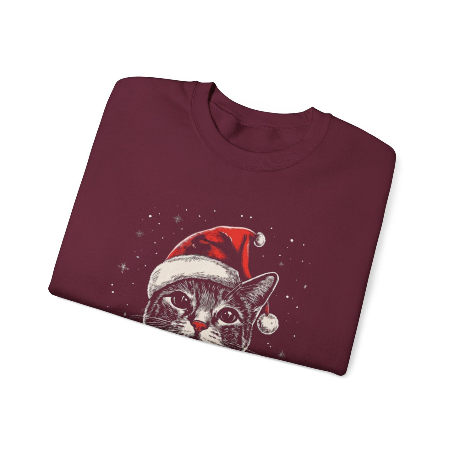 Cute Cat Play Snow Winter Christmas Design | Crewneck Sweatshirt