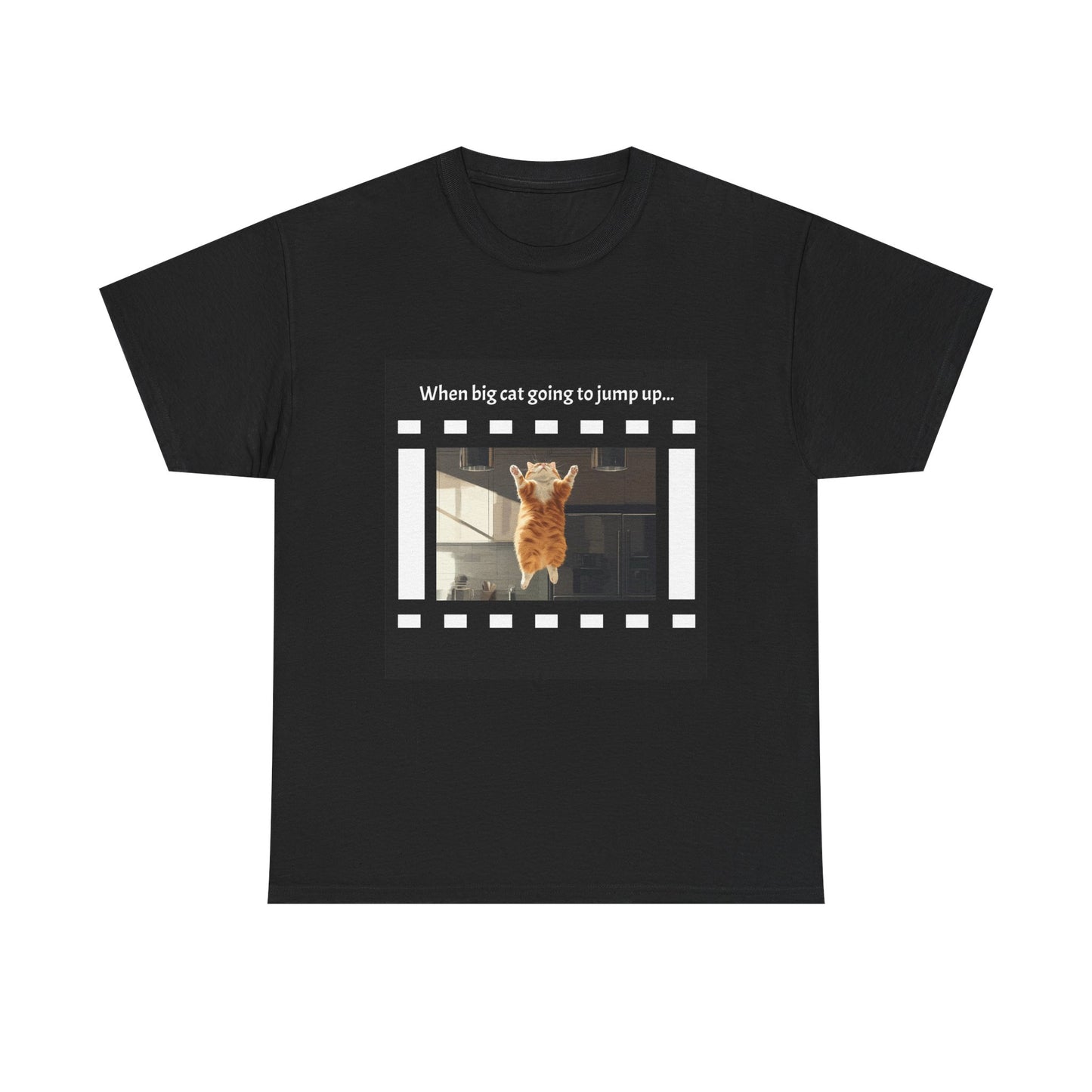 Fat Cat Jump - Dramatic Movie Design | Unisex Heavy Cotton Tee