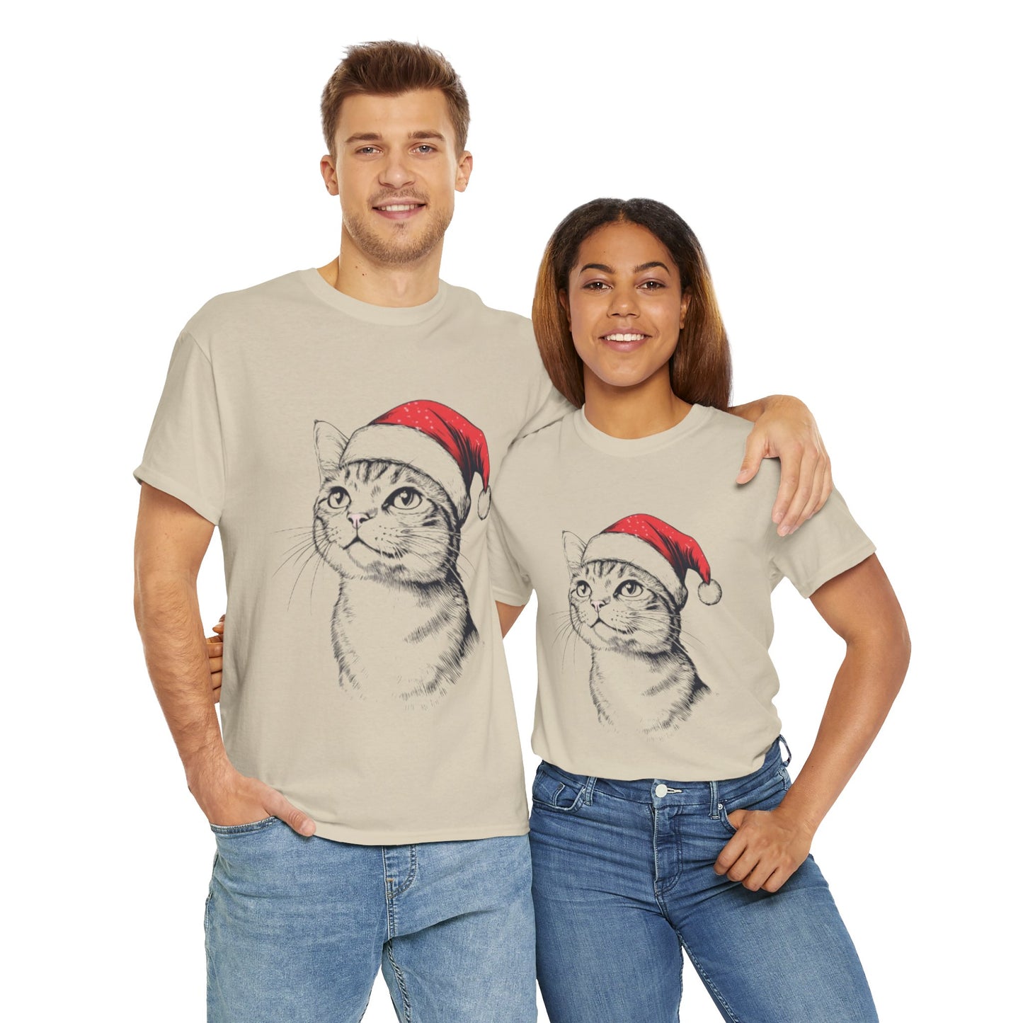 Christmas Cat Tee - Unisex Heavy Cotton Tee