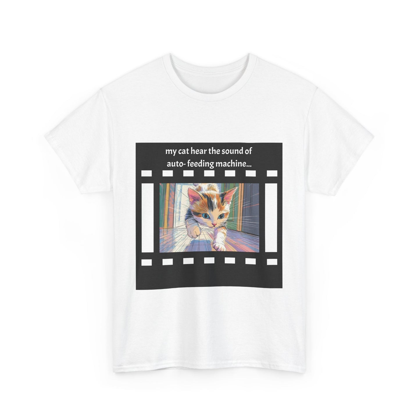 Running Cat and Machine Sound - Dramatic Movie Design | Unisex Heavy Cotton Tee