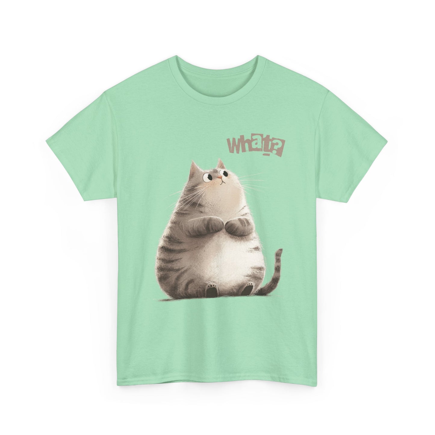 Cat Thinking “What?” - Cute Cat Graphic Design | Unisex Heavy Cotton Tee