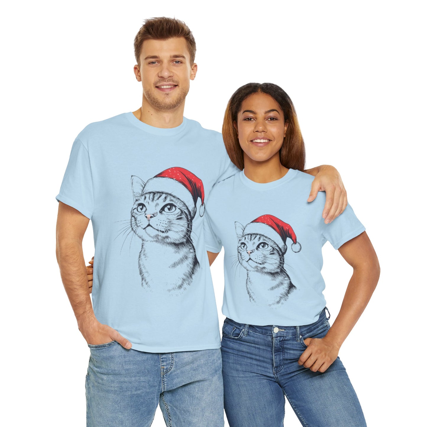 Christmas Cat Tee - Unisex Heavy Cotton Tee