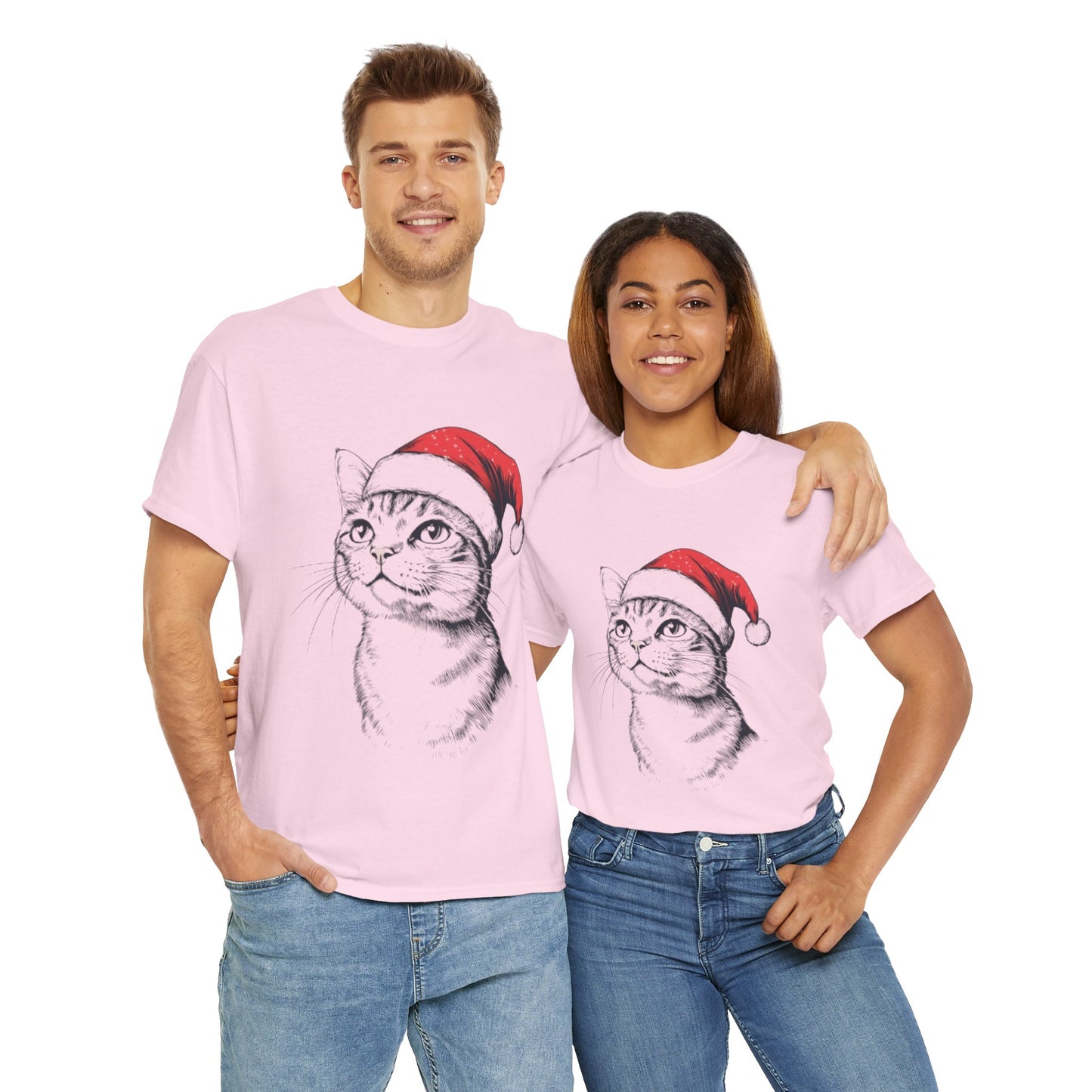 Christmas Cat Tee - Unisex Heavy Cotton Tee