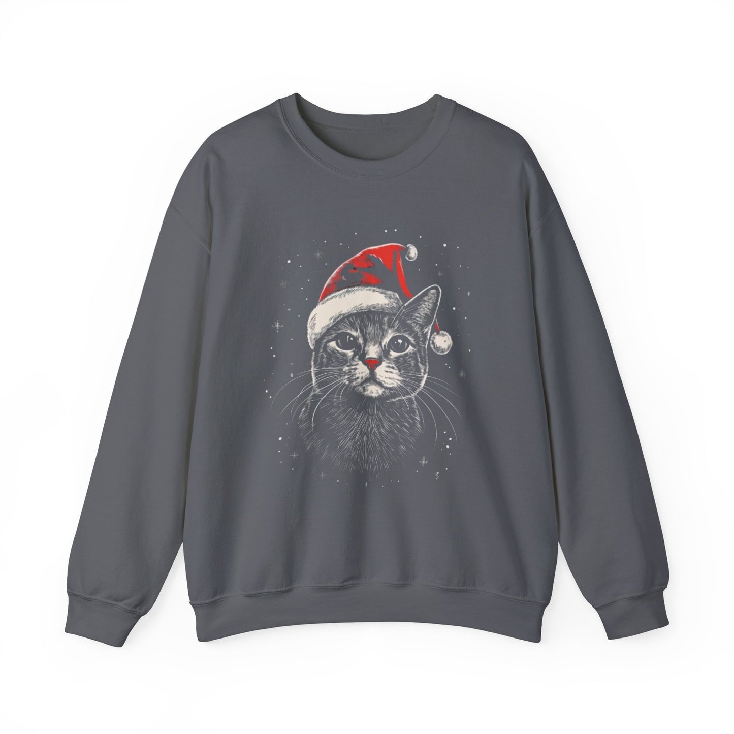 Cute Cat Play Snow Winter Christmas Design | Crewneck Sweatshirt