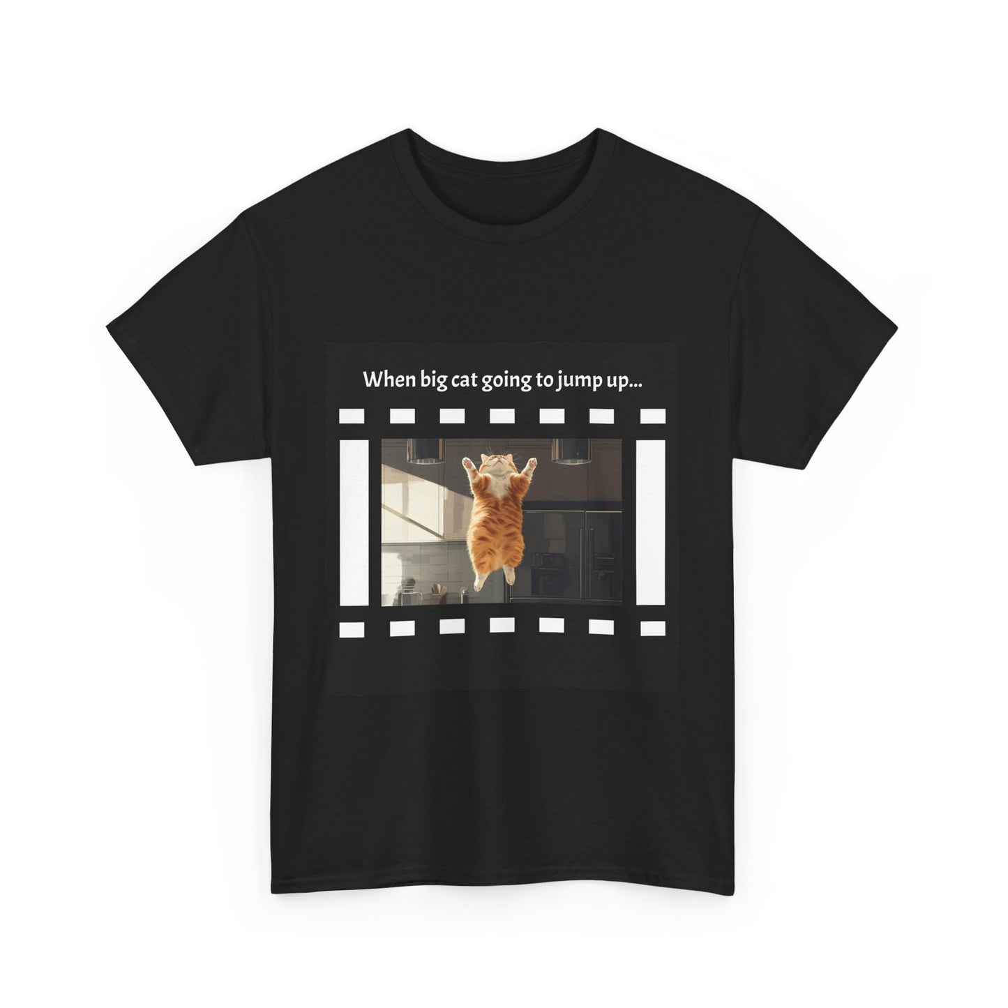 Fat Cat Jump - Dramatic Movie Design | Unisex Heavy Cotton Tee