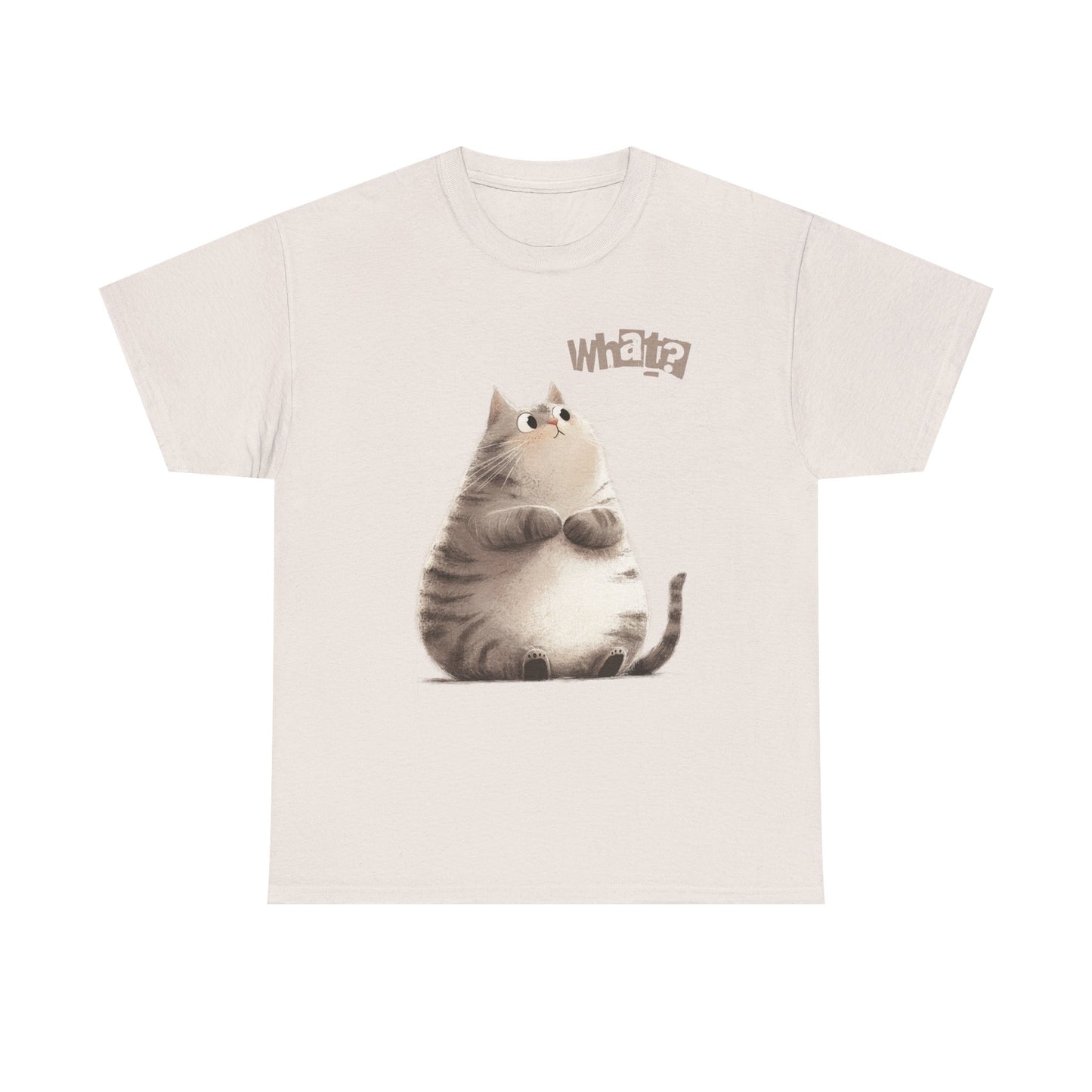 Cat Thinking “What?” - Cute Cat Graphic Design | Unisex Heavy Cotton Tee