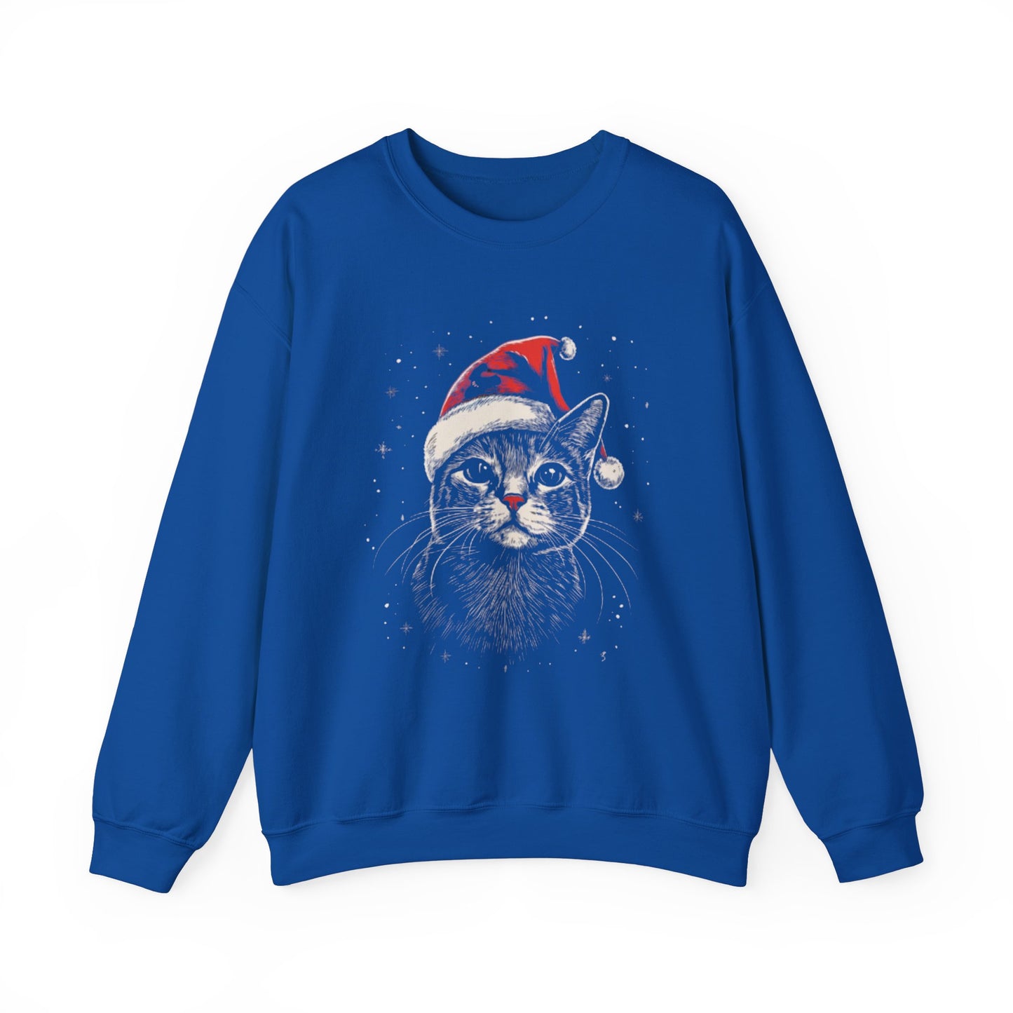 Cute Cat Play Snow Winter Christmas Design | Crewneck Sweatshirt