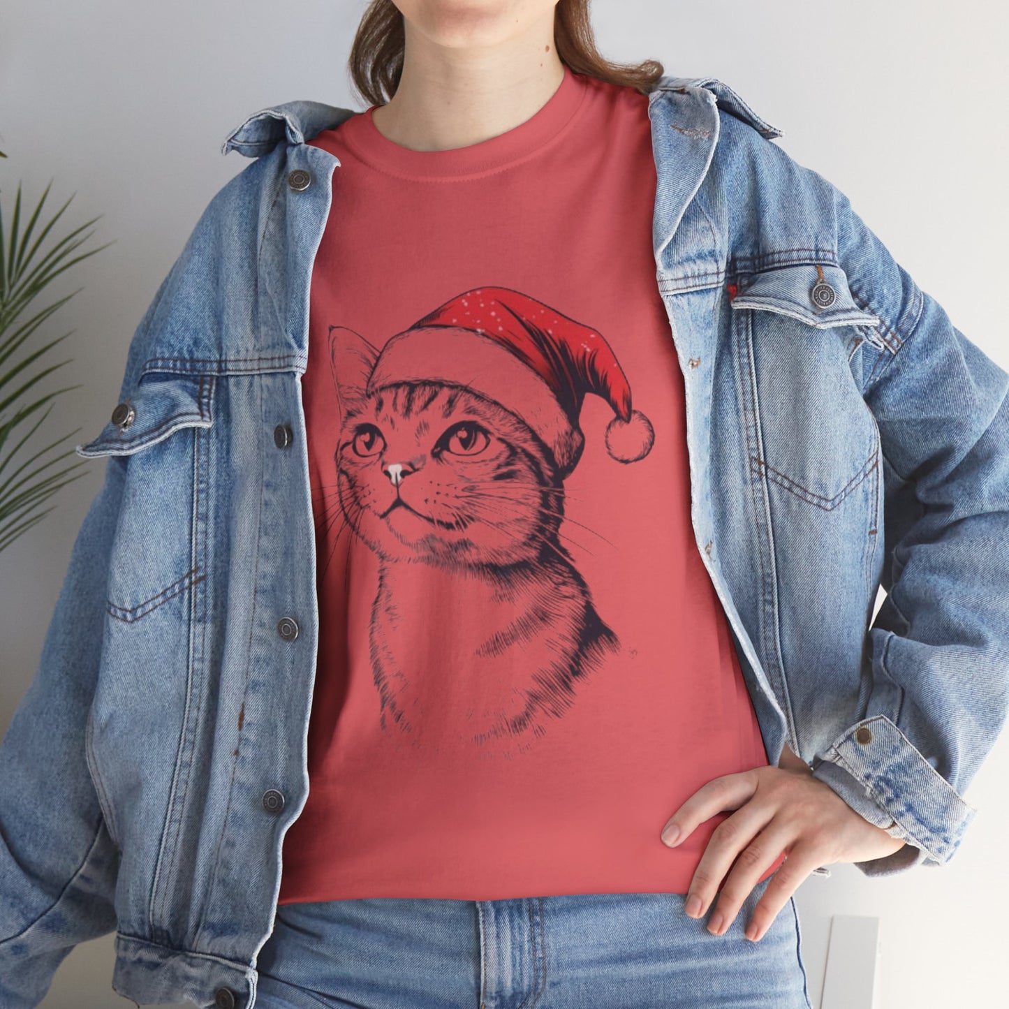 Christmas Cat Tee - Unisex Heavy Cotton Tee