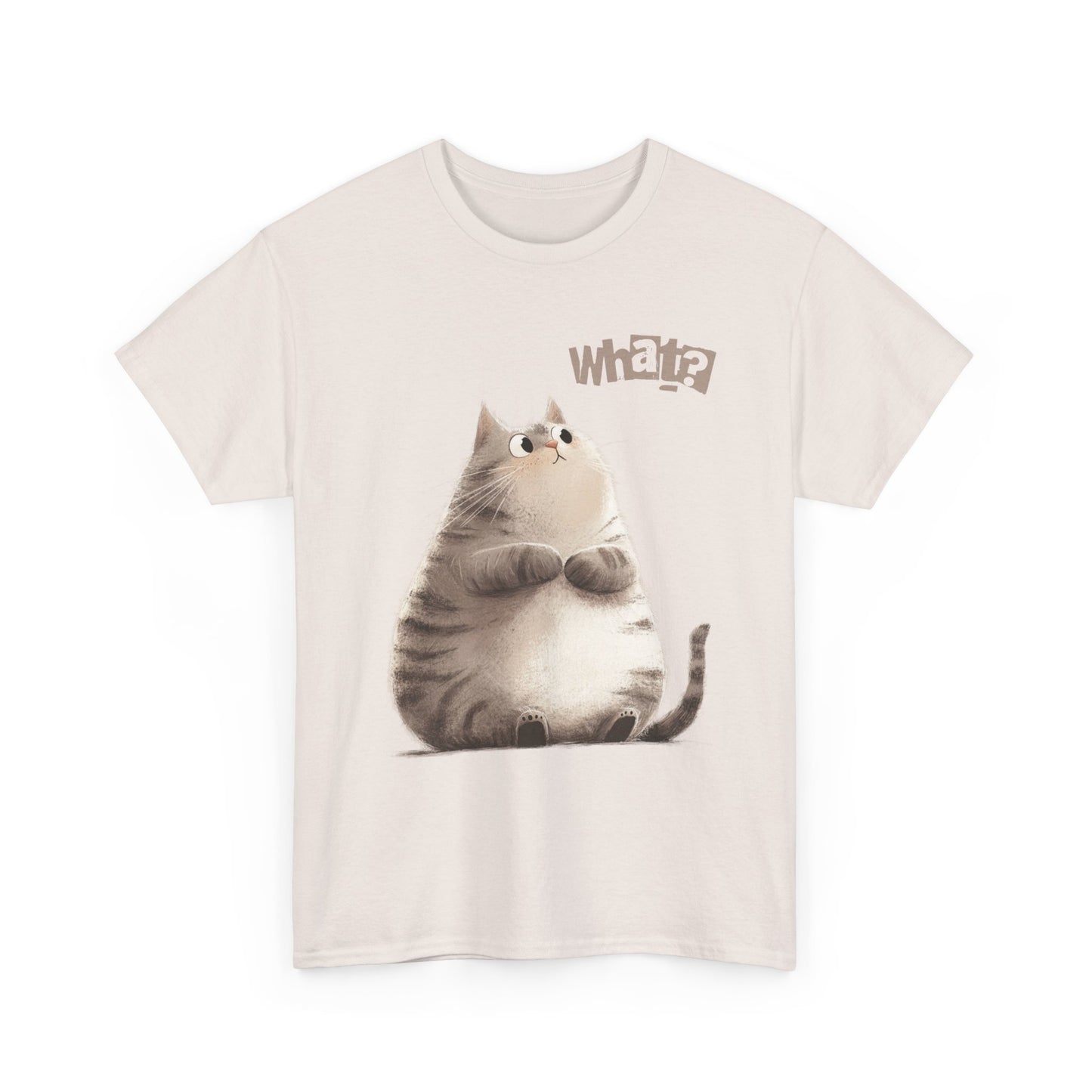Cat Thinking “What?” - Cute Cat Graphic Design | Unisex Heavy Cotton Tee