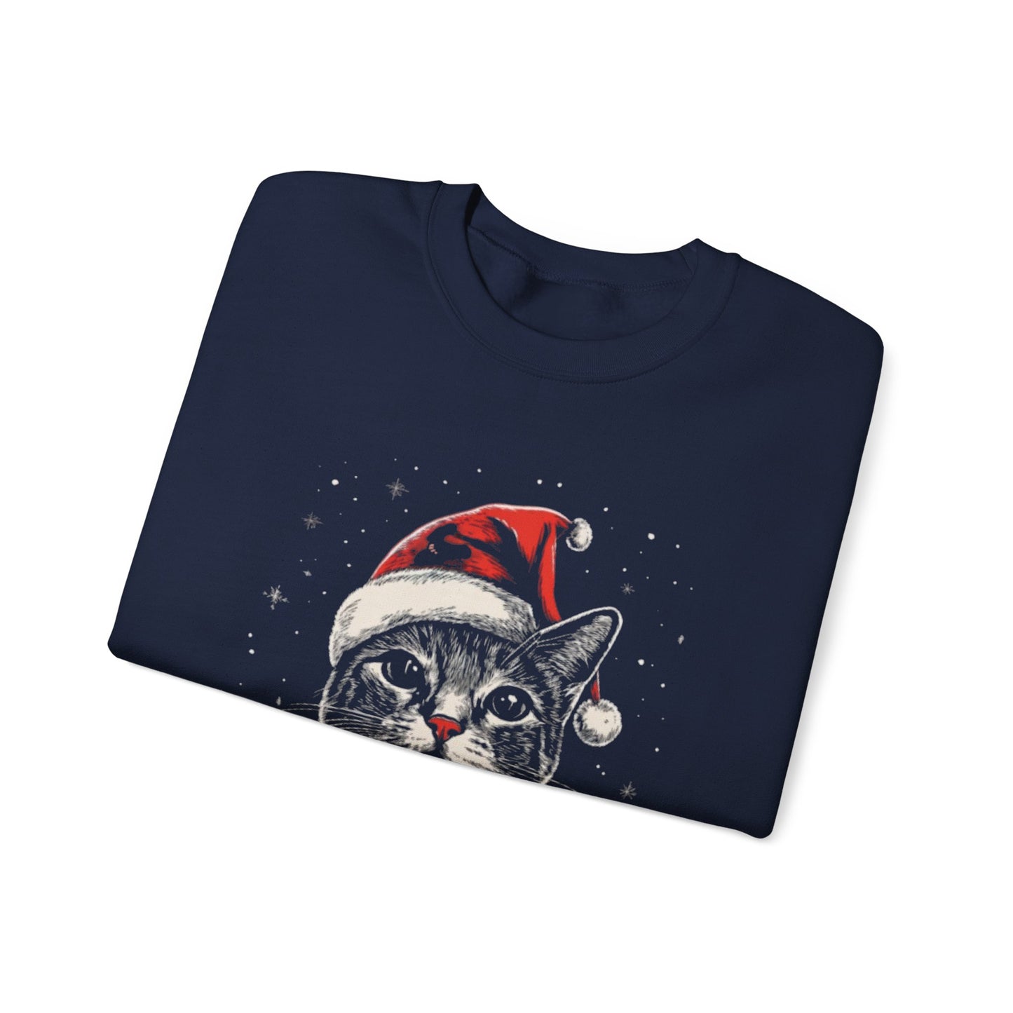 Cute Cat Play Snow Winter Christmas Design | Crewneck Sweatshirt