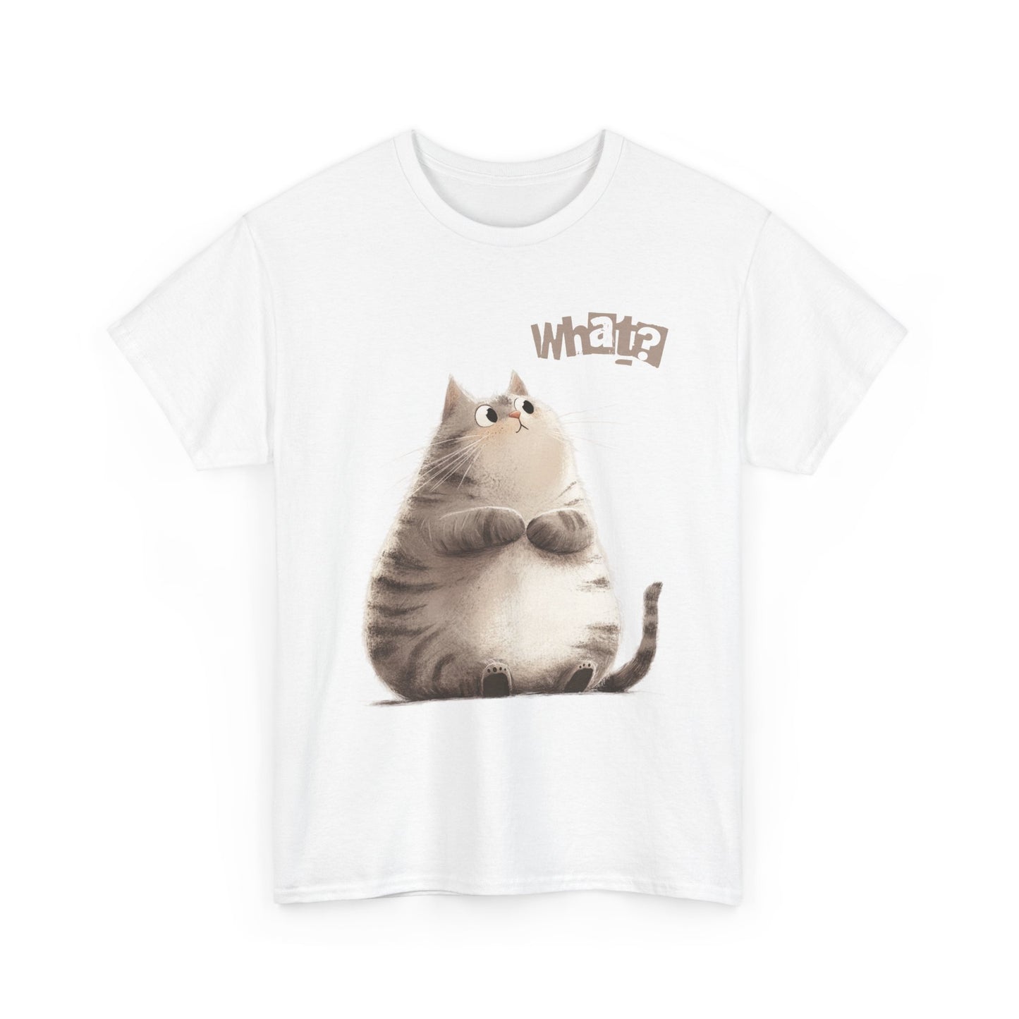 Cat Thinking “What?” - Cute Cat Graphic Design | Unisex Heavy Cotton Tee