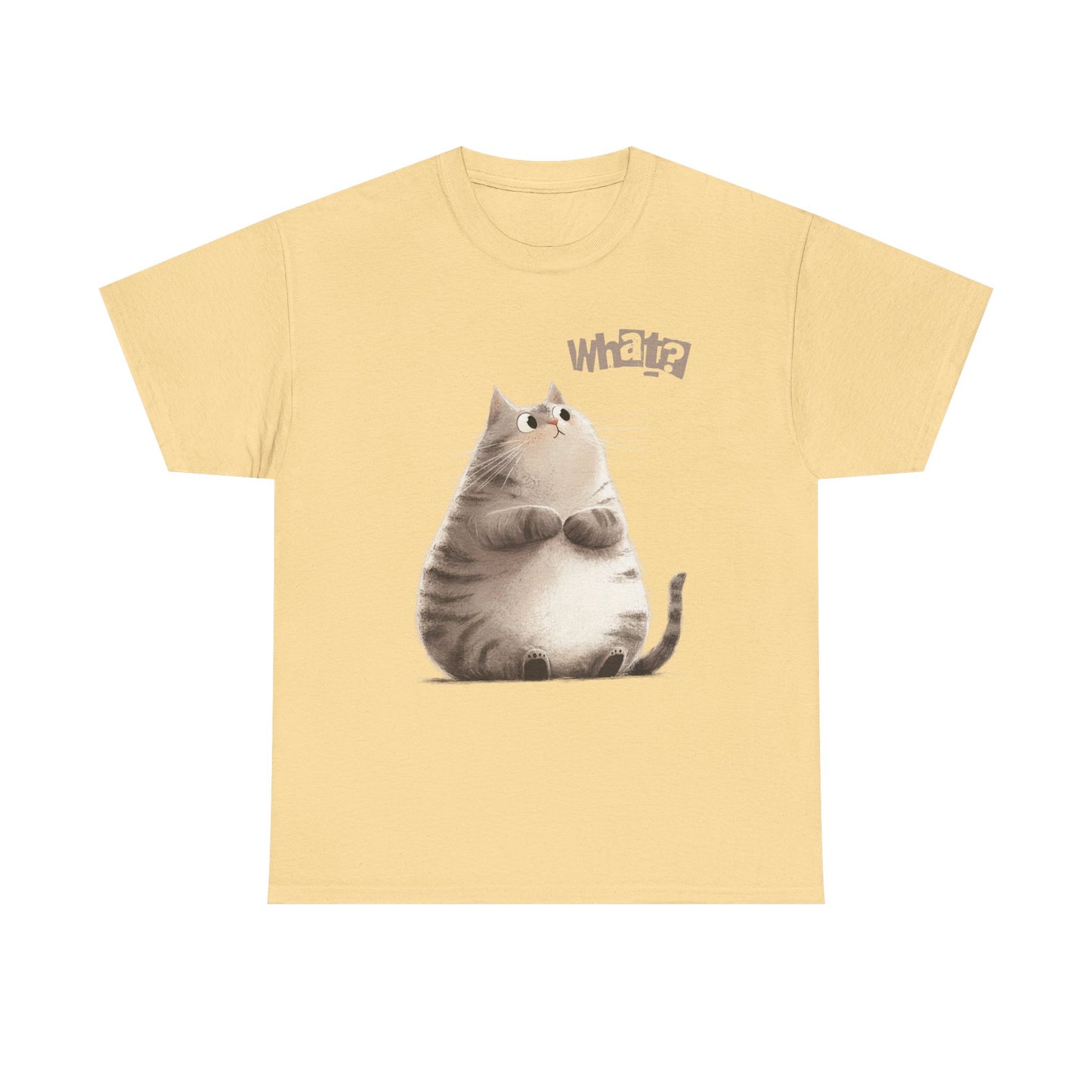 Cat Thinking “What?” - Cute Cat Graphic Design | Unisex Heavy Cotton Tee
