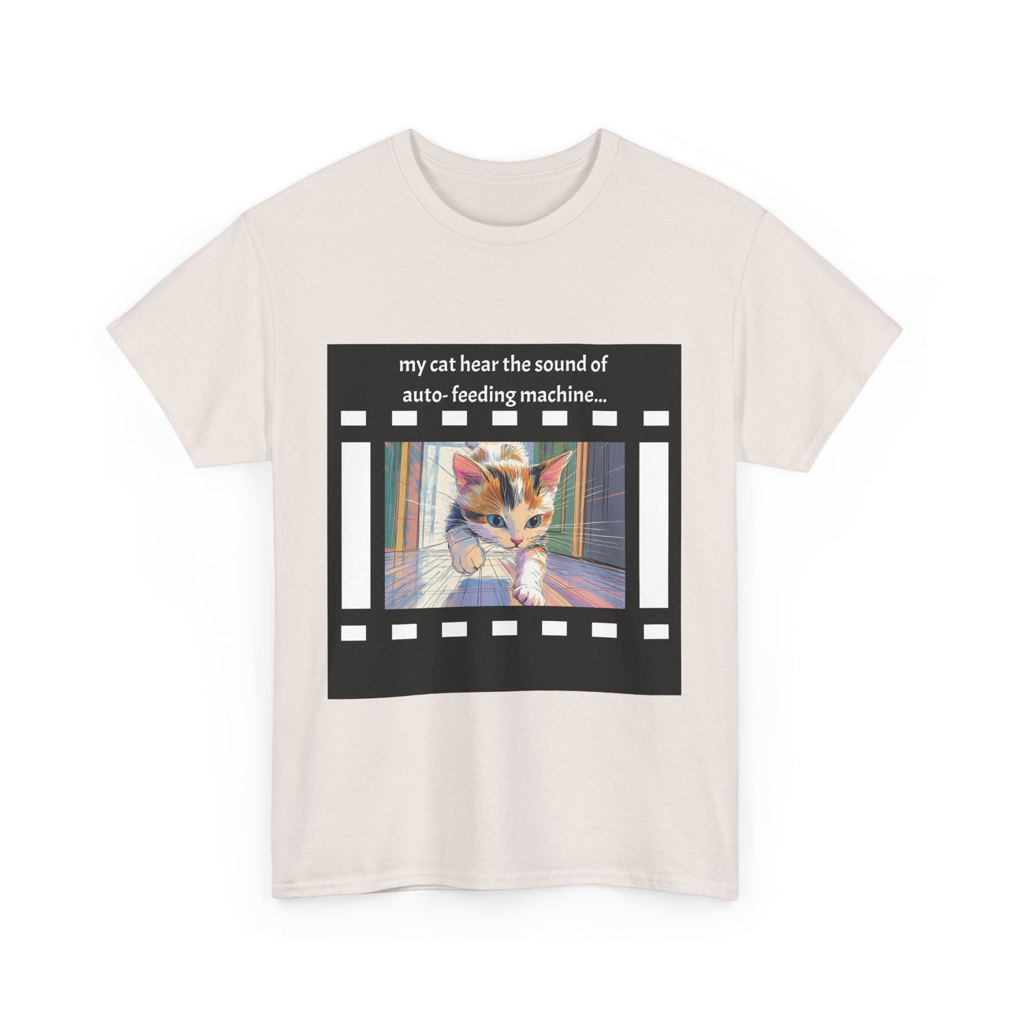 Running Cat and Machine Sound - Dramatic Movie Design | Unisex Heavy Cotton Tee