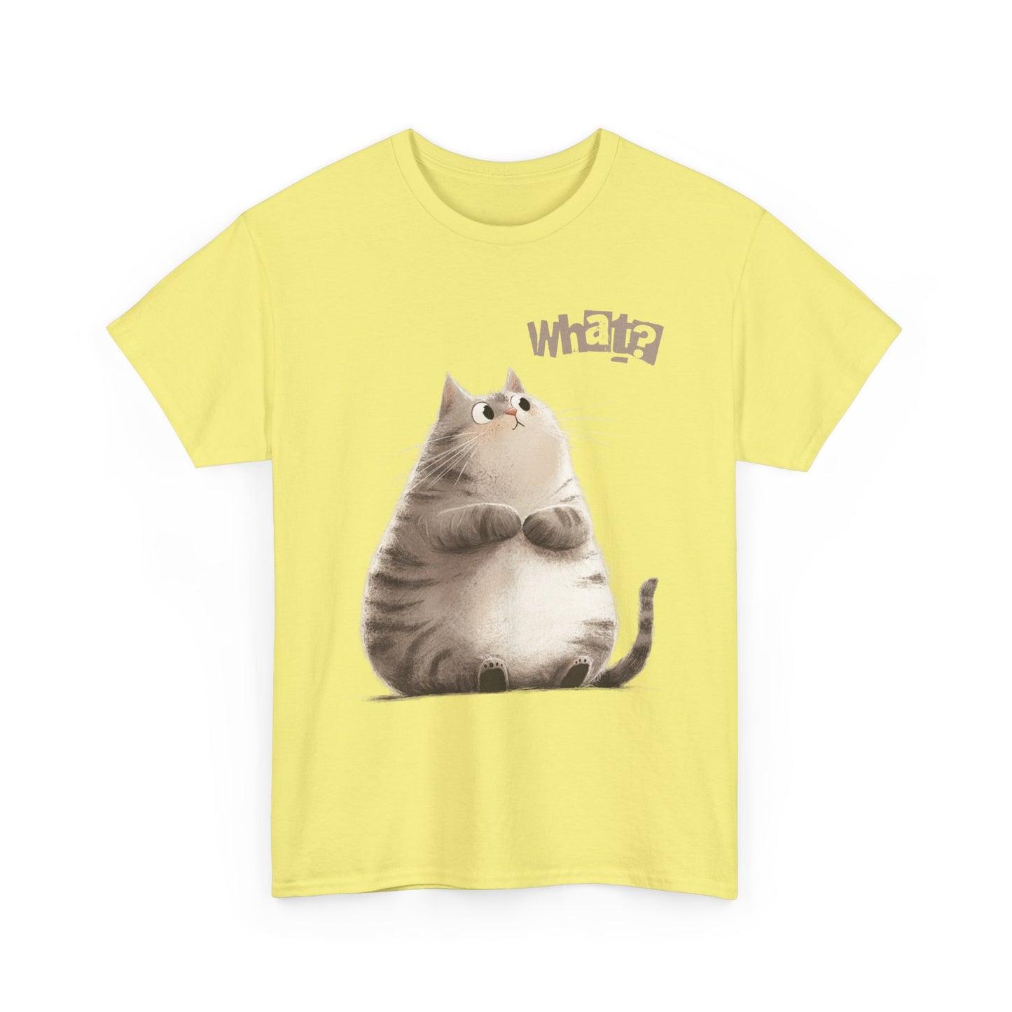 Cat Thinking “What?” - Cute Cat Graphic Design | Unisex Heavy Cotton Tee