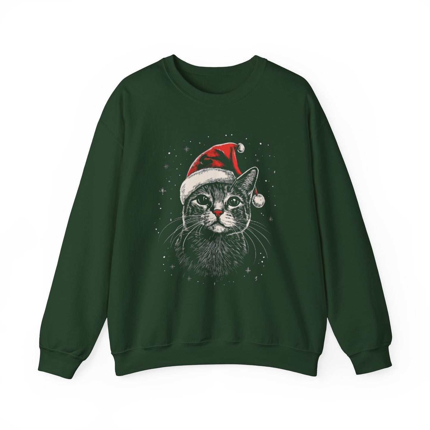 Cute Cat Play Snow Winter Christmas Design | Crewneck Sweatshirt
