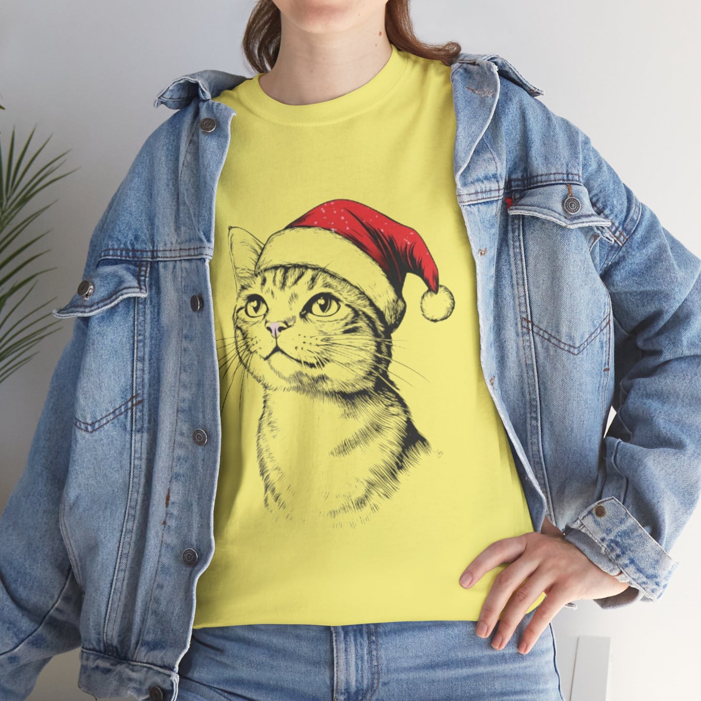 Christmas Cat Tee - Unisex Heavy Cotton Tee