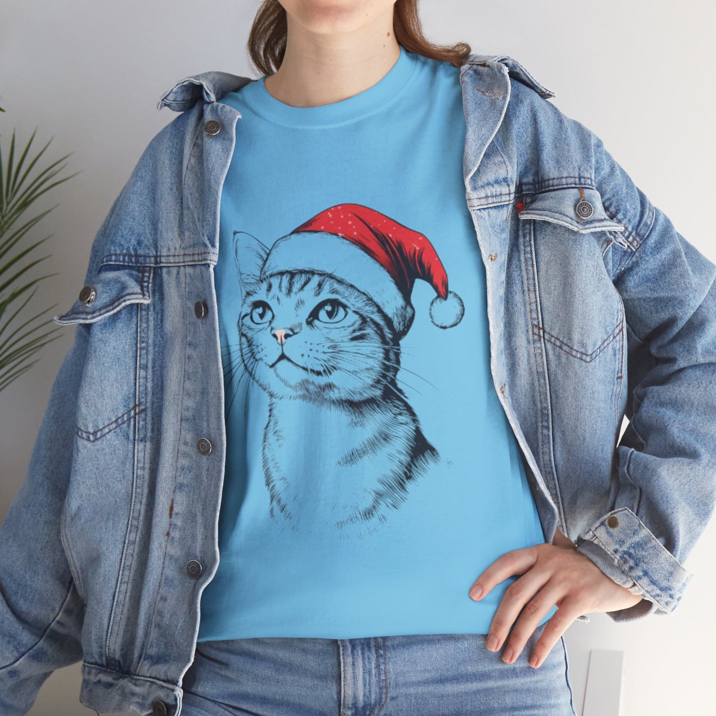 Christmas Cat Tee - Unisex Heavy Cotton Tee