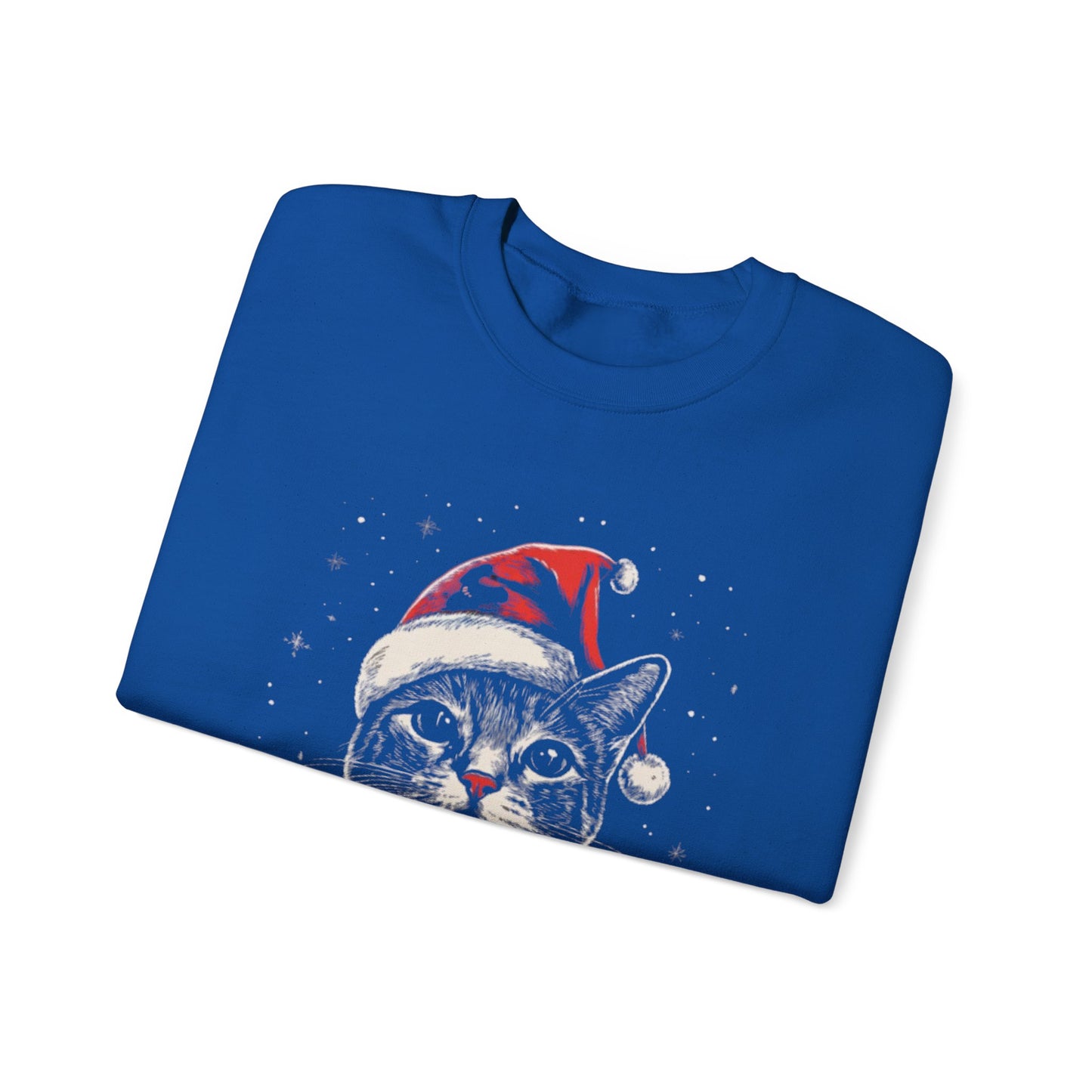 Cute Cat Play Snow Winter Christmas Design | Crewneck Sweatshirt