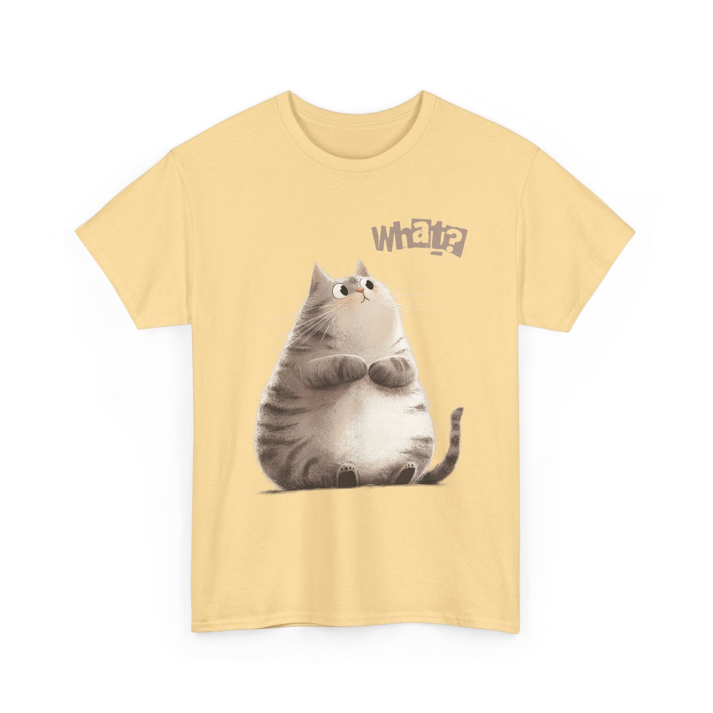 Cat Thinking “What?” - Cute Cat Graphic Design | Unisex Heavy Cotton Tee