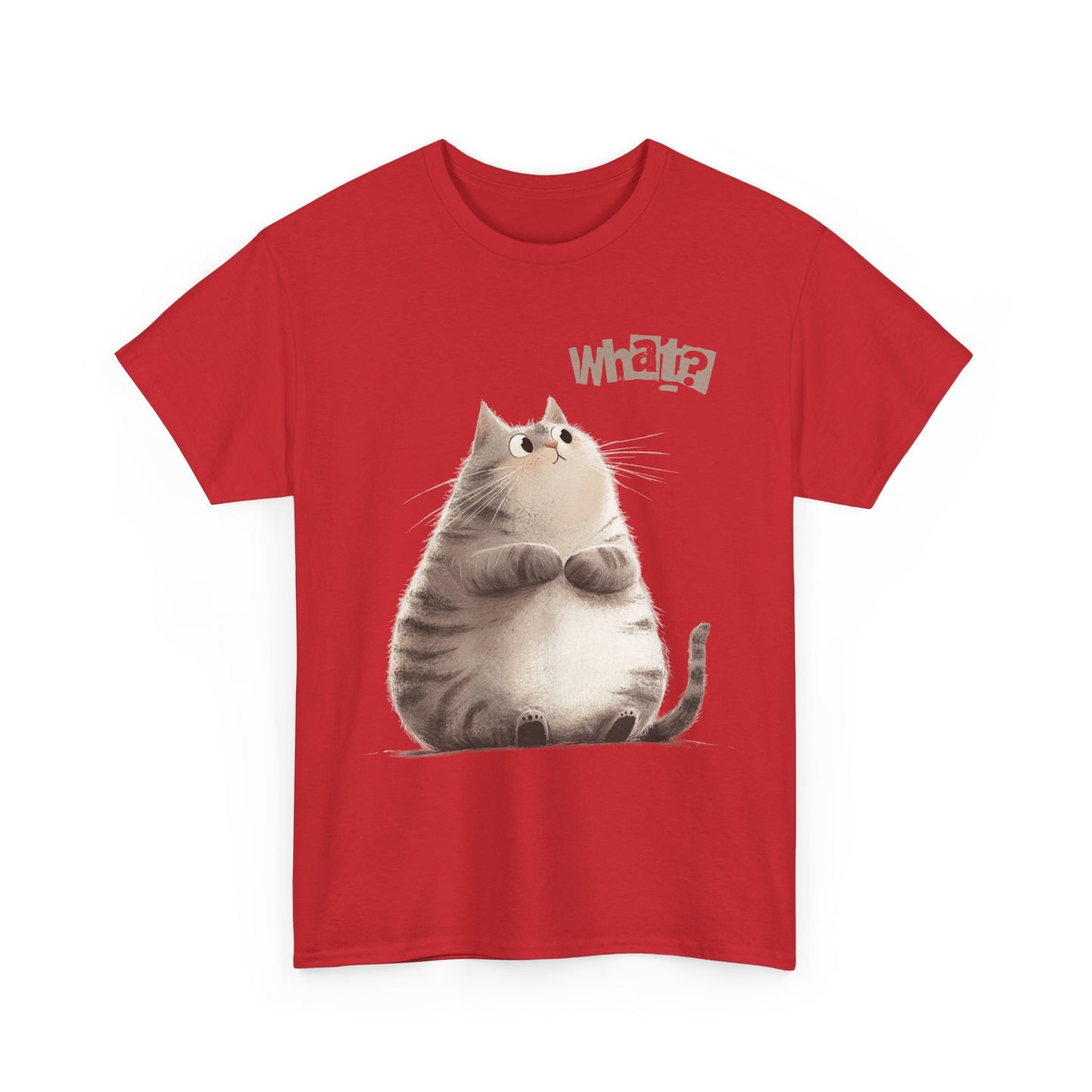 Cat Thinking “What?” - Cute Cat Graphic Design | Unisex Heavy Cotton Tee