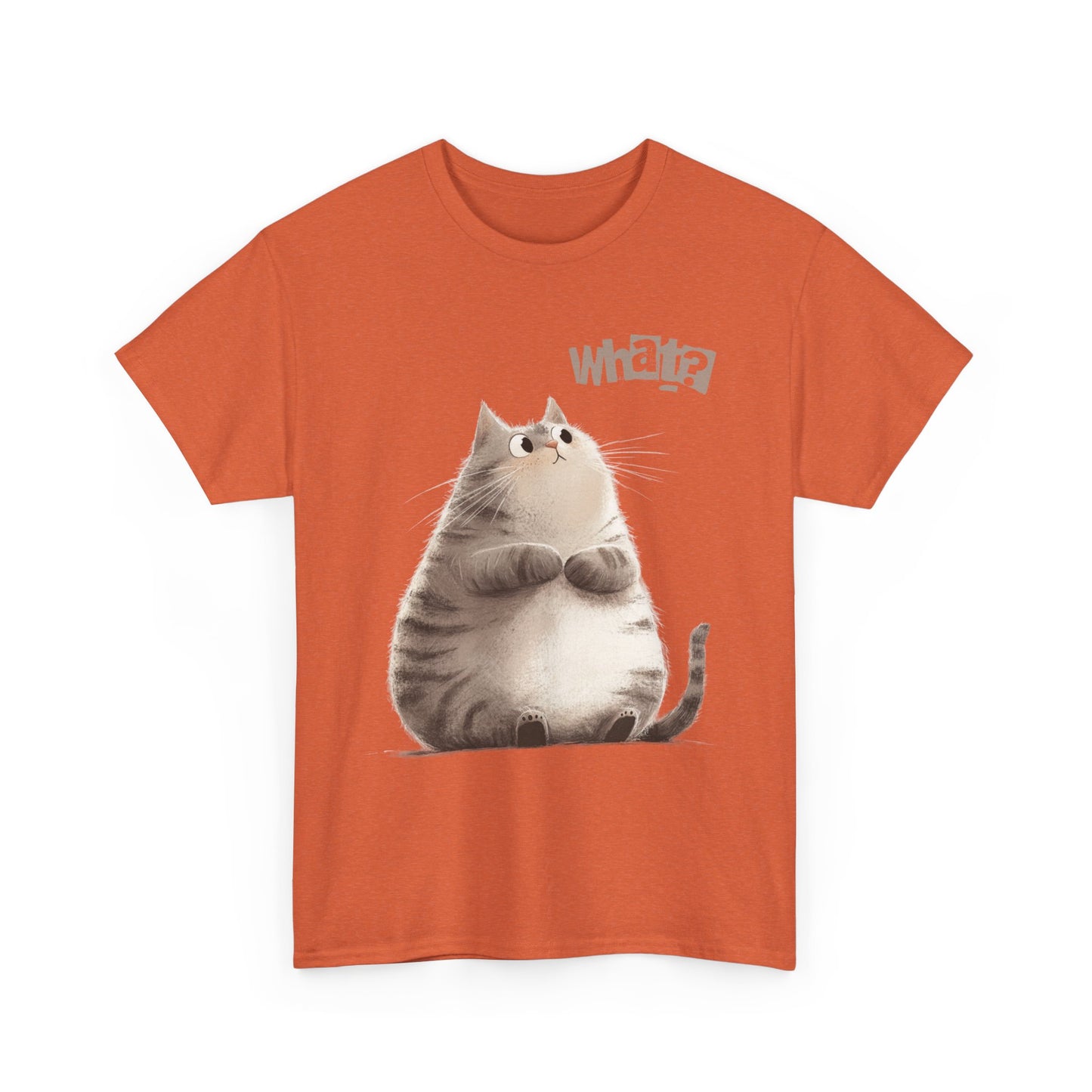 Cat Thinking “What?” - Cute Cat Graphic Design | Unisex Heavy Cotton Tee