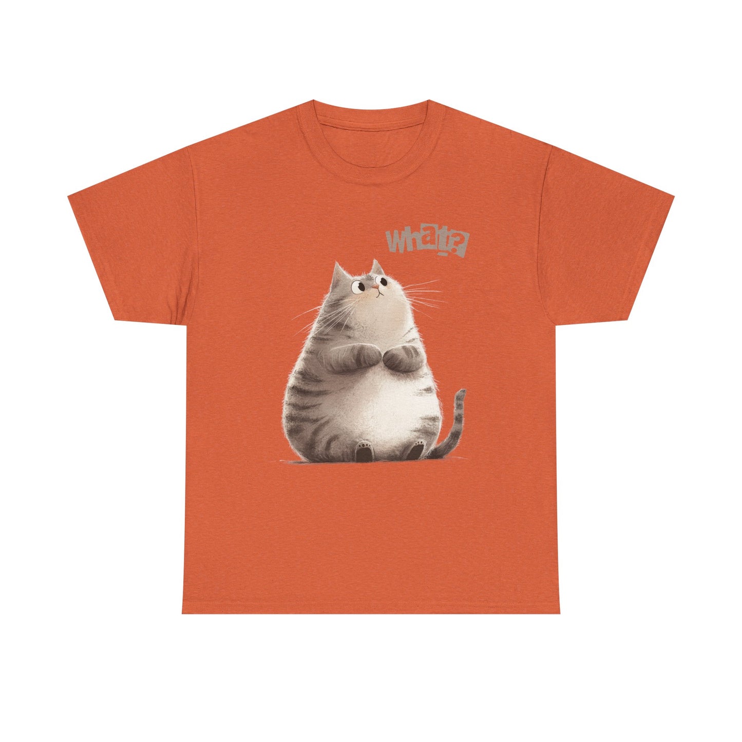 Cat Thinking “What?” - Cute Cat Graphic Design | Unisex Heavy Cotton Tee