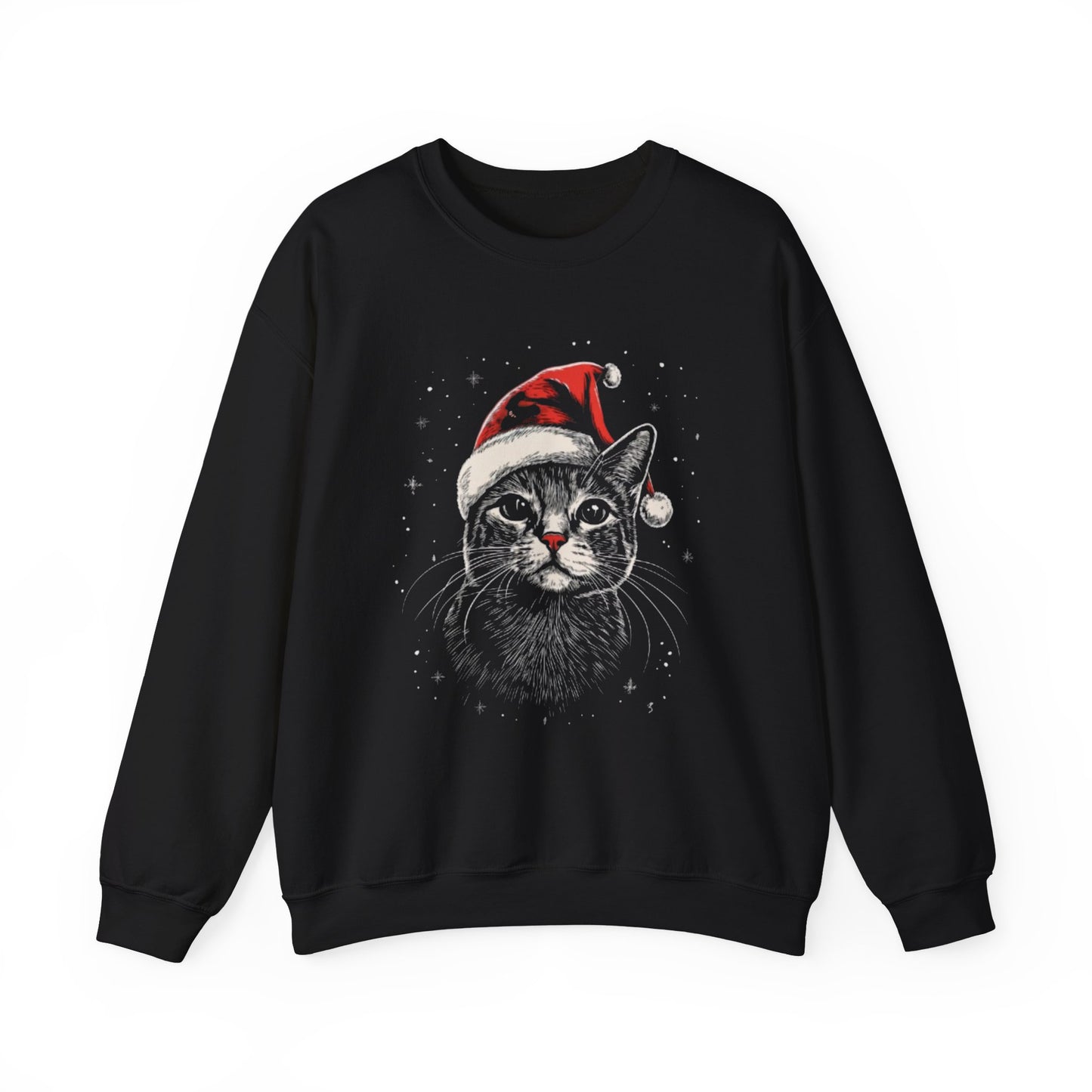 Cute Cat Play Snow Winter Christmas Design | Crewneck Sweatshirt