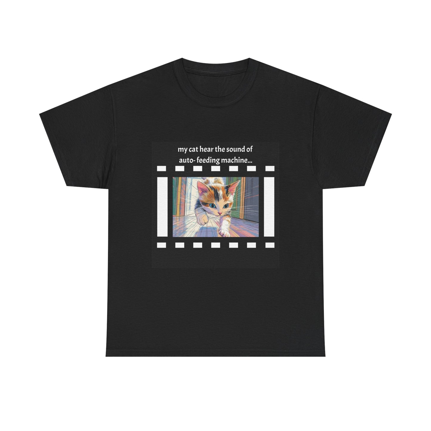 Running Cat and Machine Sound - Dramatic Movie Design | Unisex Heavy Cotton Tee