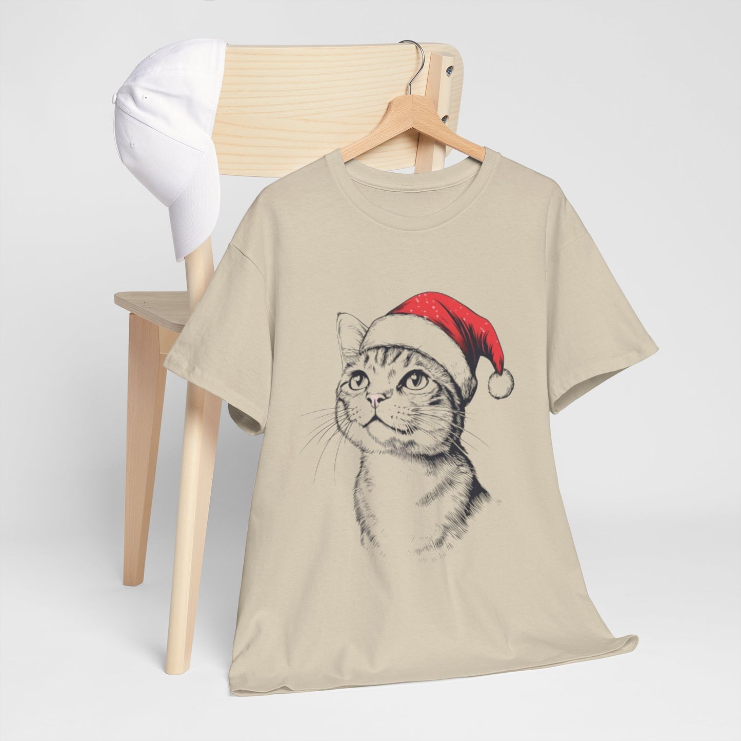 Christmas Cat Tee - Unisex Heavy Cotton Tee
