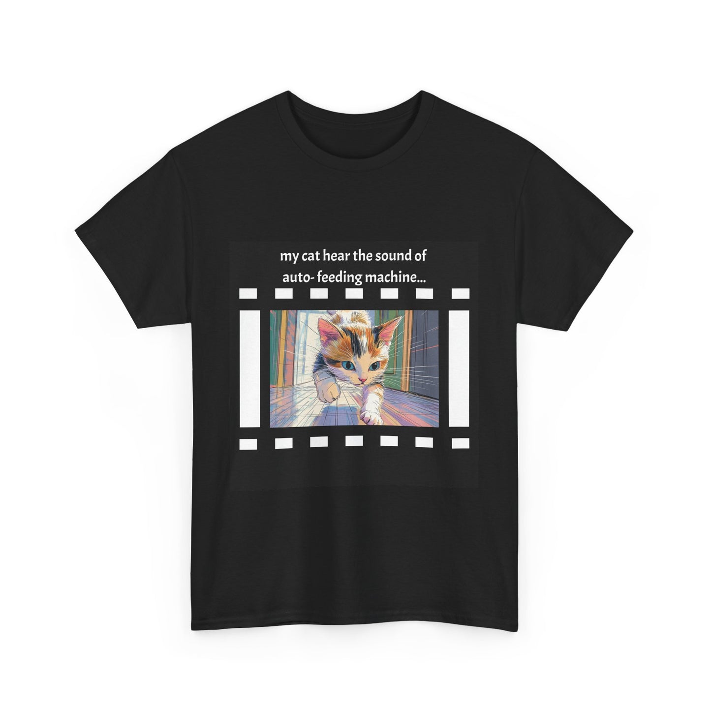 Running Cat and Machine Sound - Dramatic Movie Design | Unisex Heavy Cotton Tee