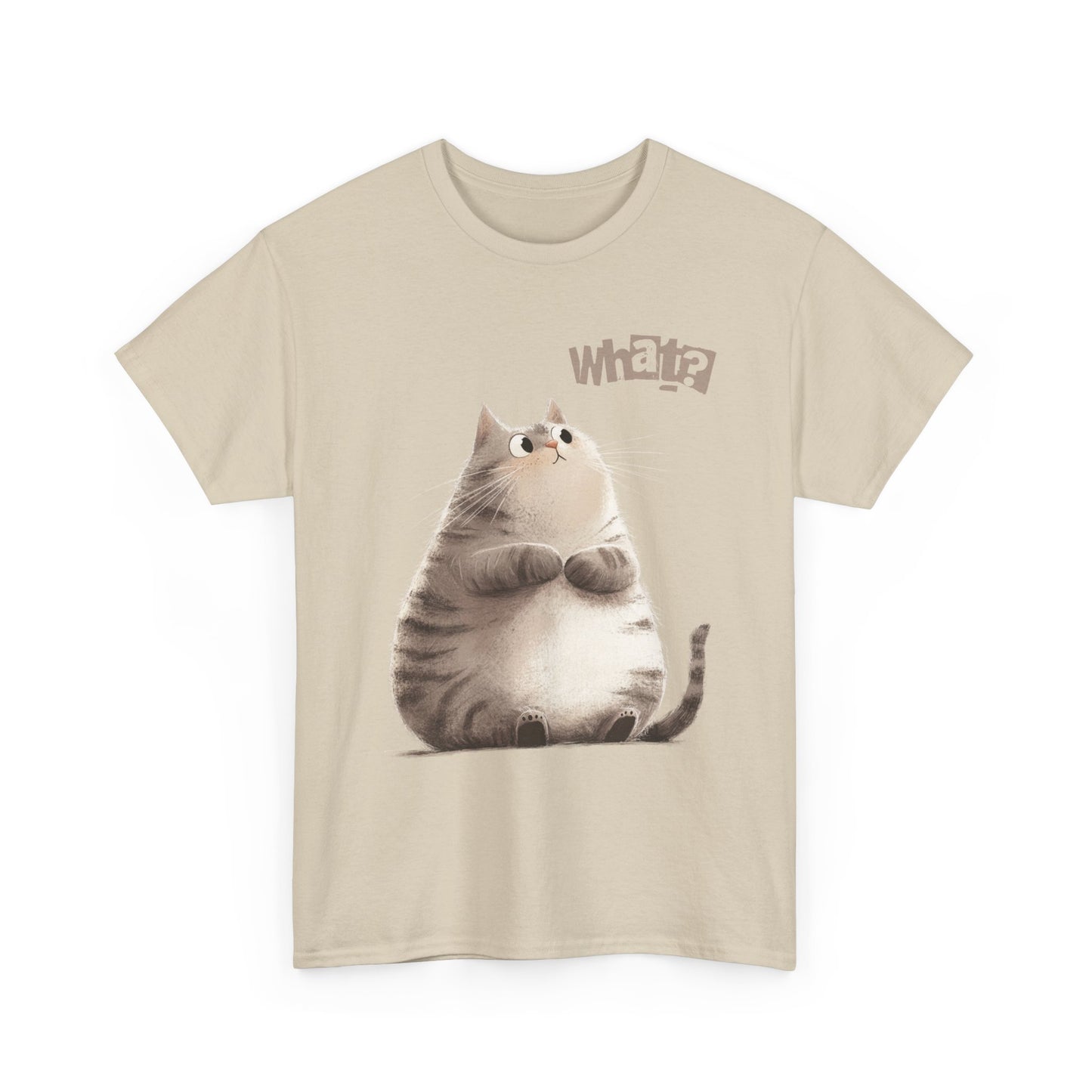 Cat Thinking “What?” - Cute Cat Graphic Design | Unisex Heavy Cotton Tee