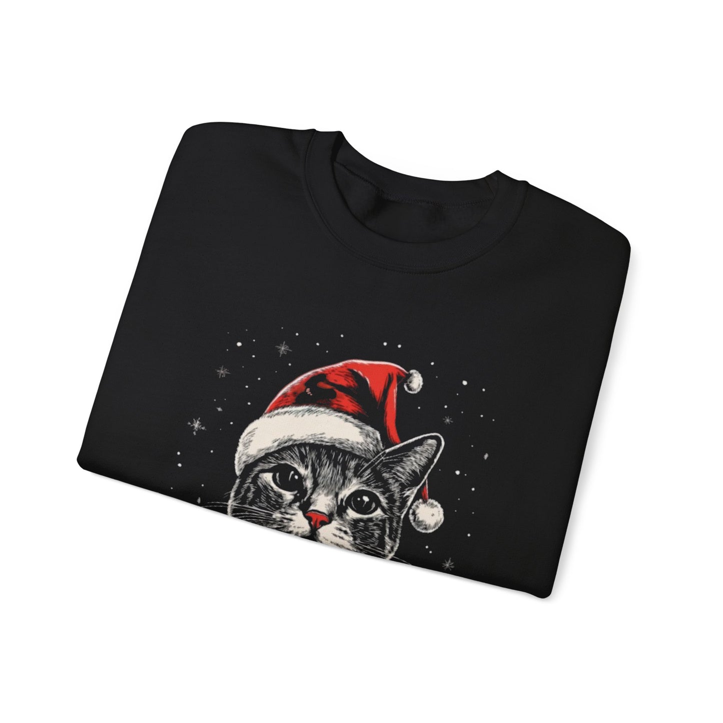 Cute Cat Play Snow Winter Christmas Design | Crewneck Sweatshirt