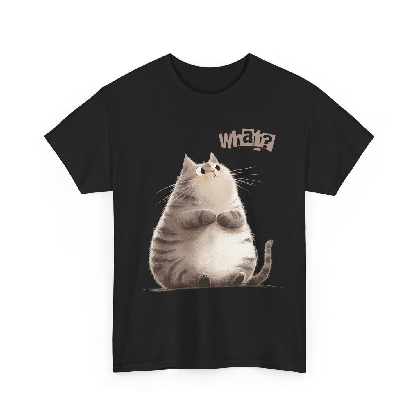 Cat Thinking “What?” - Cute Cat Graphic Design | Unisex Heavy Cotton Tee