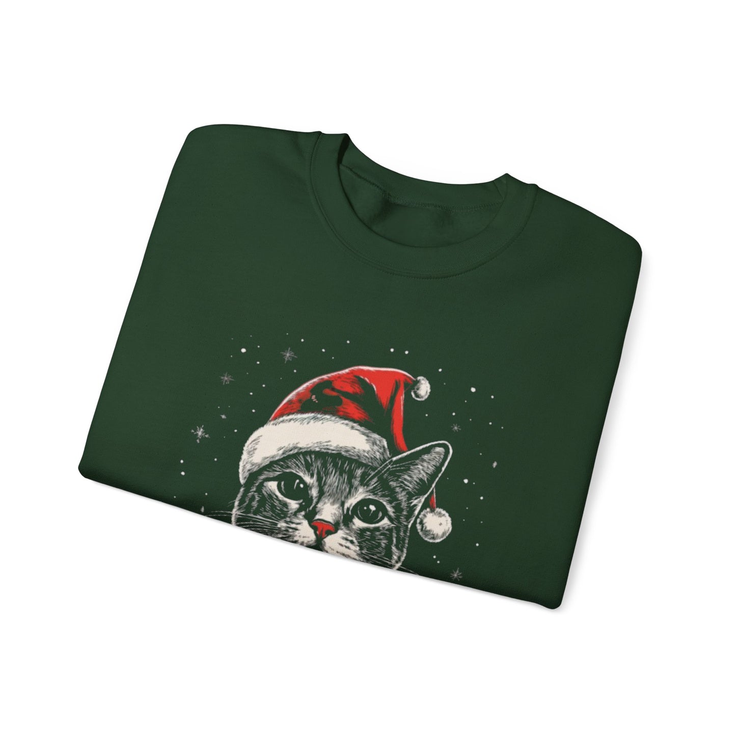 Cute Cat Play Snow Winter Christmas Design | Crewneck Sweatshirt