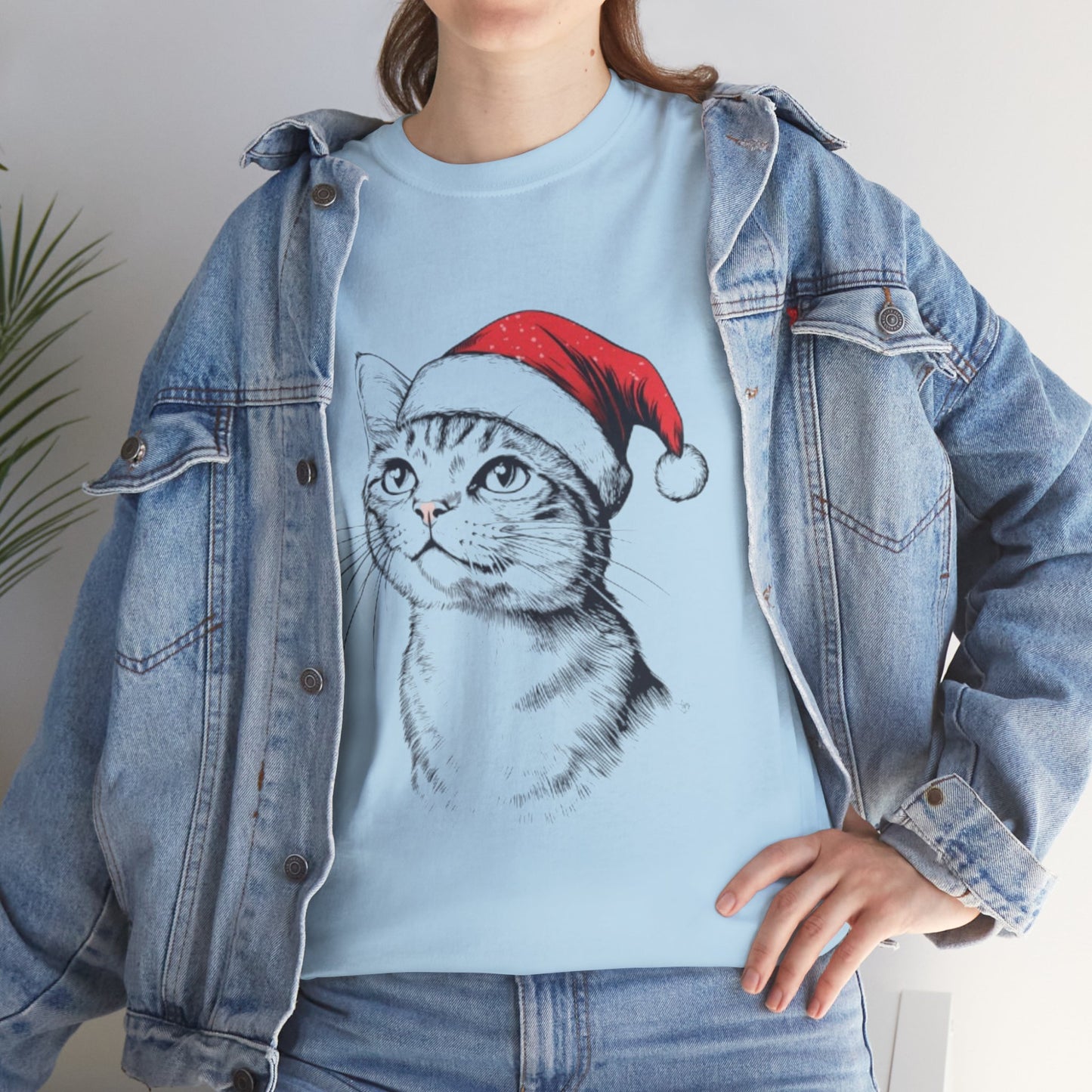 Christmas Cat Tee - Unisex Heavy Cotton Tee
