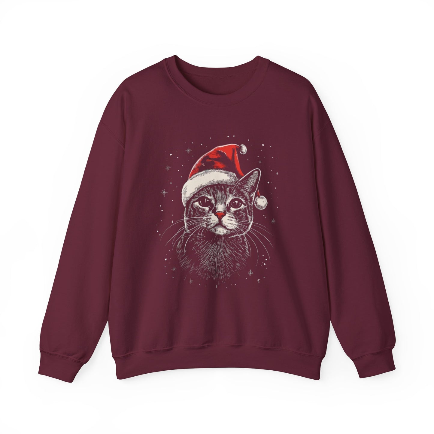Cute Cat Play Snow Winter Christmas Design | Crewneck Sweatshirt