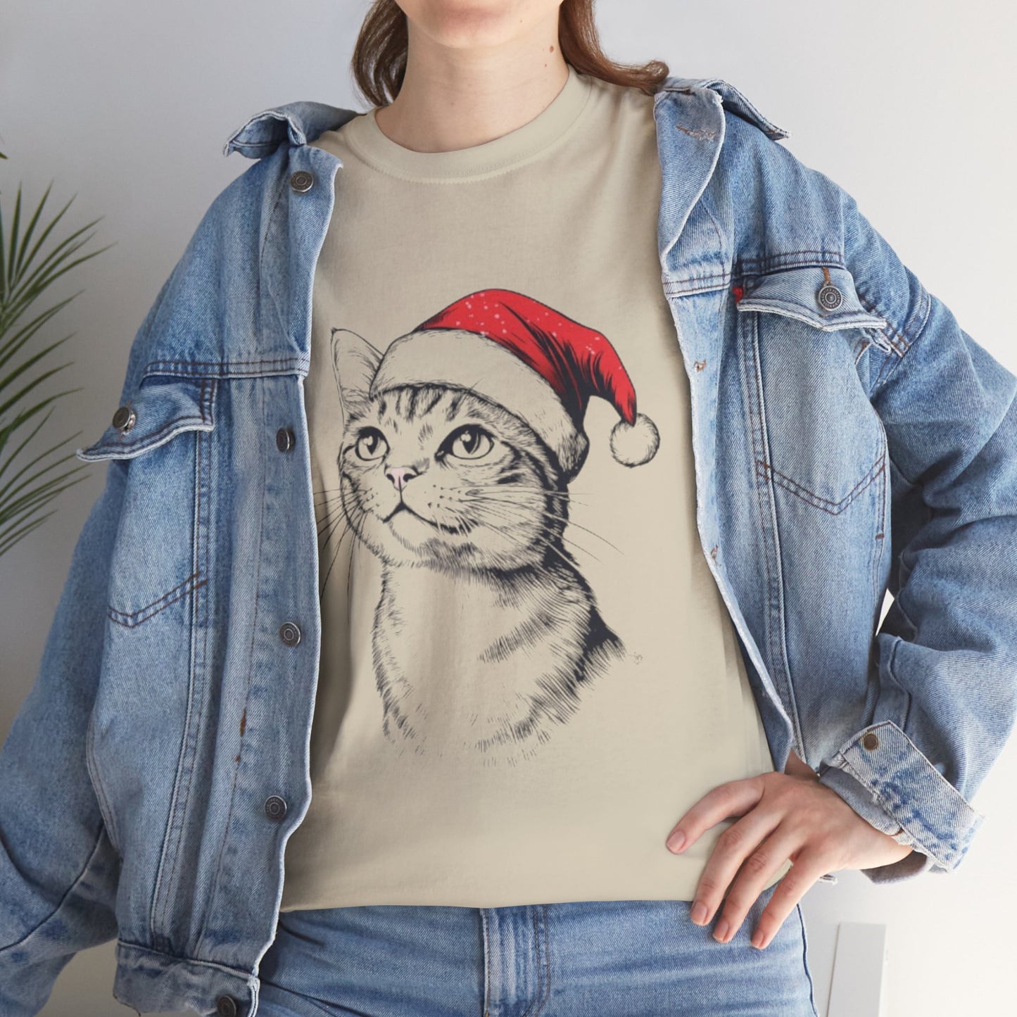 Christmas Cat Tee - Unisex Heavy Cotton Tee