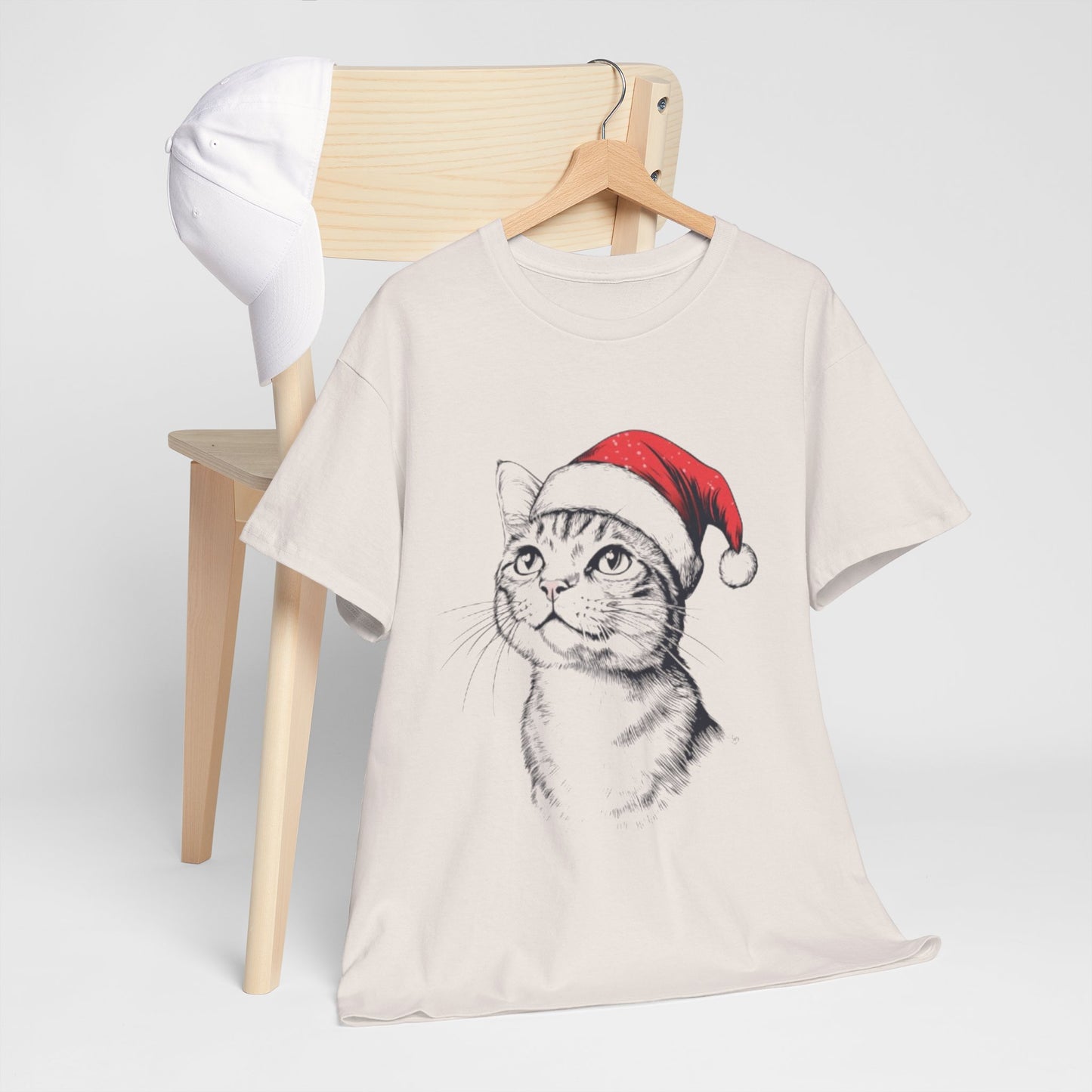 Christmas Cat Tee - Unisex Heavy Cotton Tee