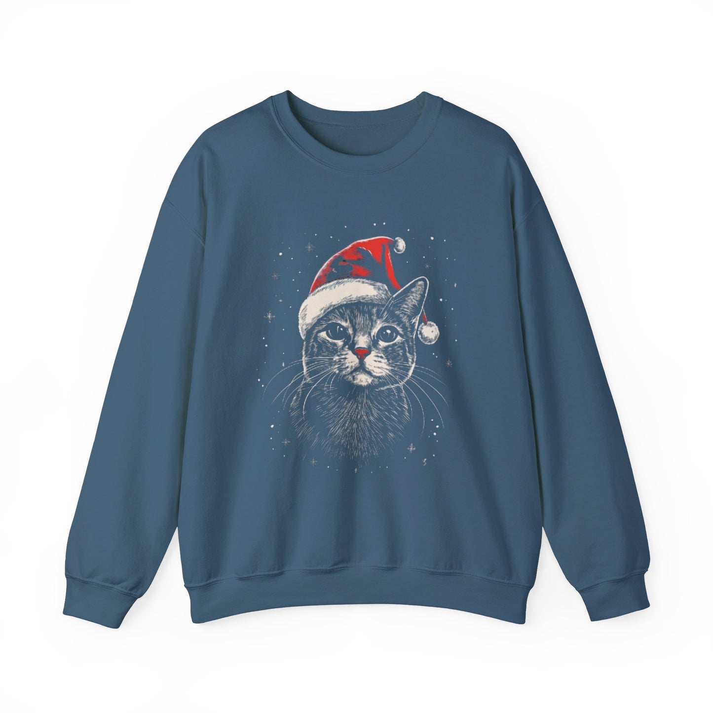 Cute Cat Play Snow Winter Christmas Design | Crewneck Sweatshirt