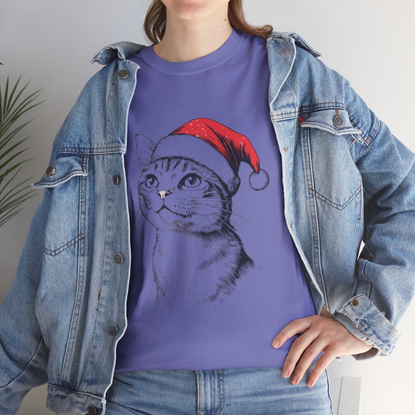 Christmas Cat Tee - Unisex Heavy Cotton Tee