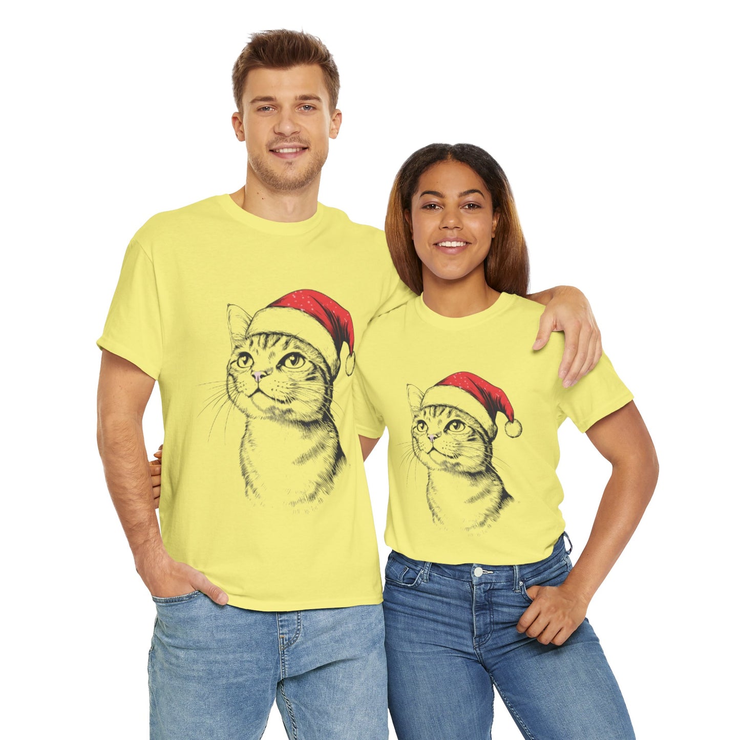 Christmas Cat Tee - Unisex Heavy Cotton Tee