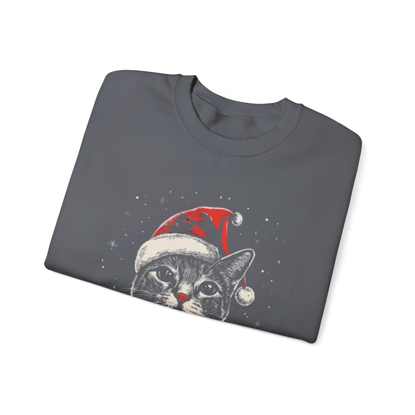 Cute Cat Play Snow Winter Christmas Design | Crewneck Sweatshirt