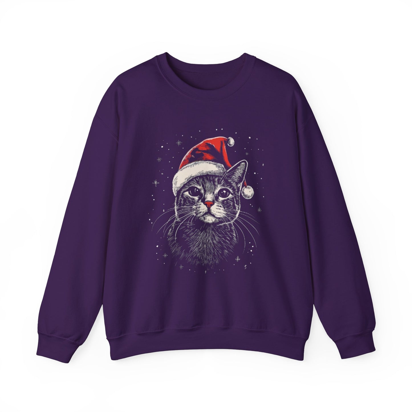Cute Cat Play Snow Winter Christmas Design | Crewneck Sweatshirt
