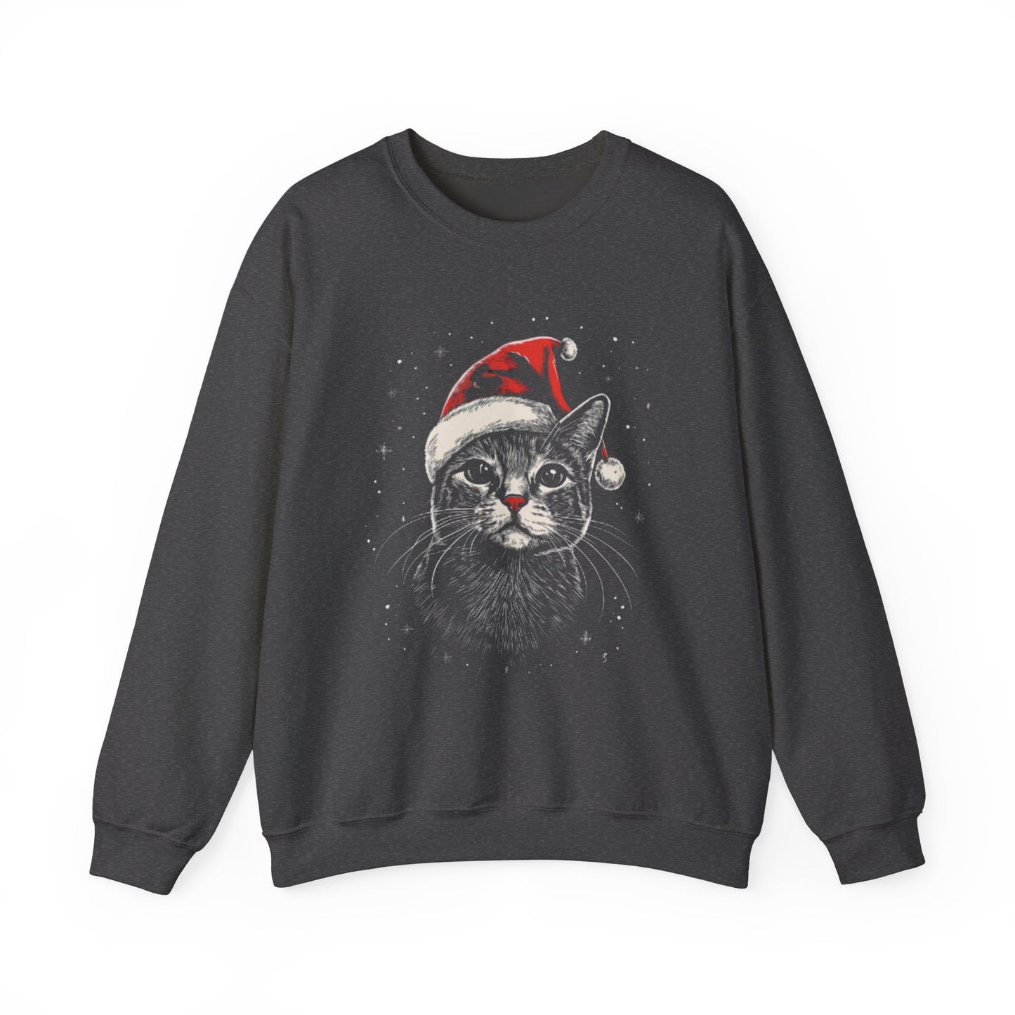Cute Cat Play Snow Winter Christmas Design | Crewneck Sweatshirt