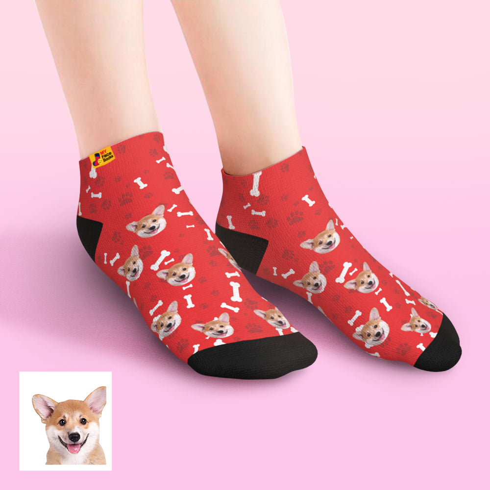 Custom Face Low Cut Ankle Socks with Dog Gift for Pet Lover