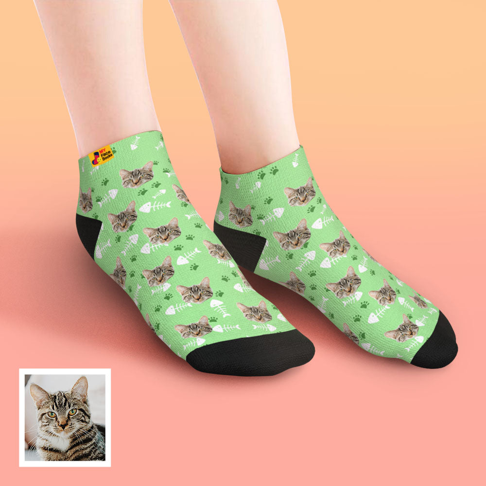Custom Face Low Cut Ankle Socks with Cat Gift for Pet Lover