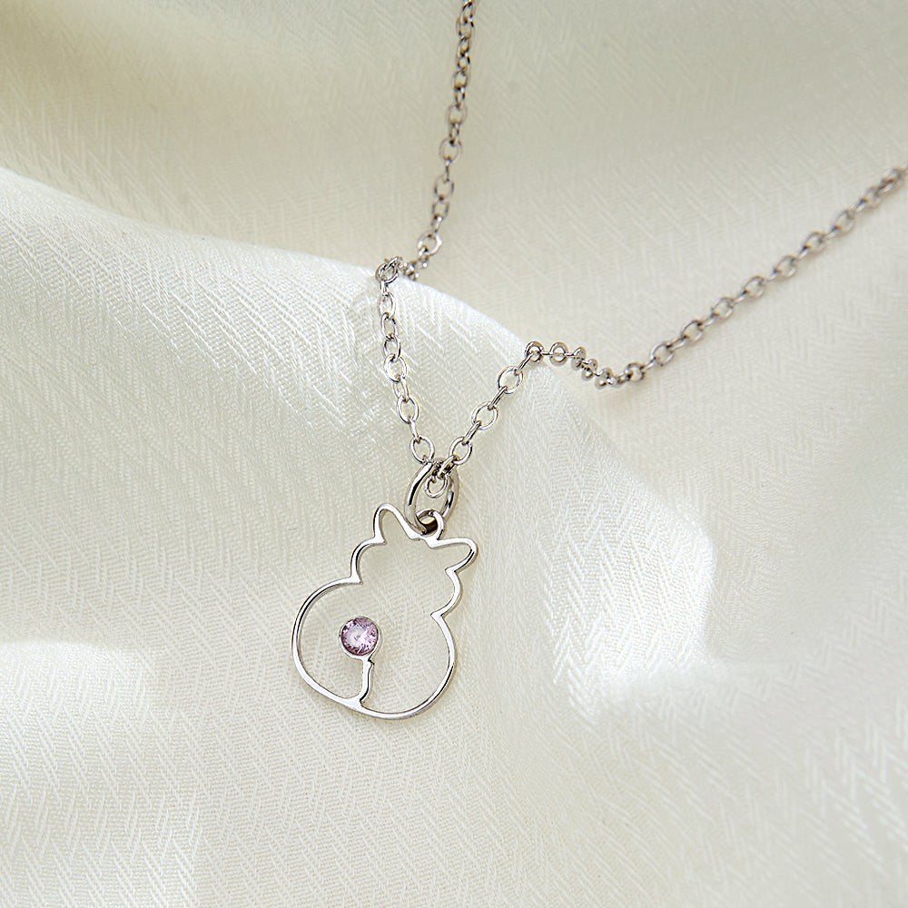 Custom Cat Necklace with Birthstone Necklace Birthday Anniversary Gift for Pet Lover